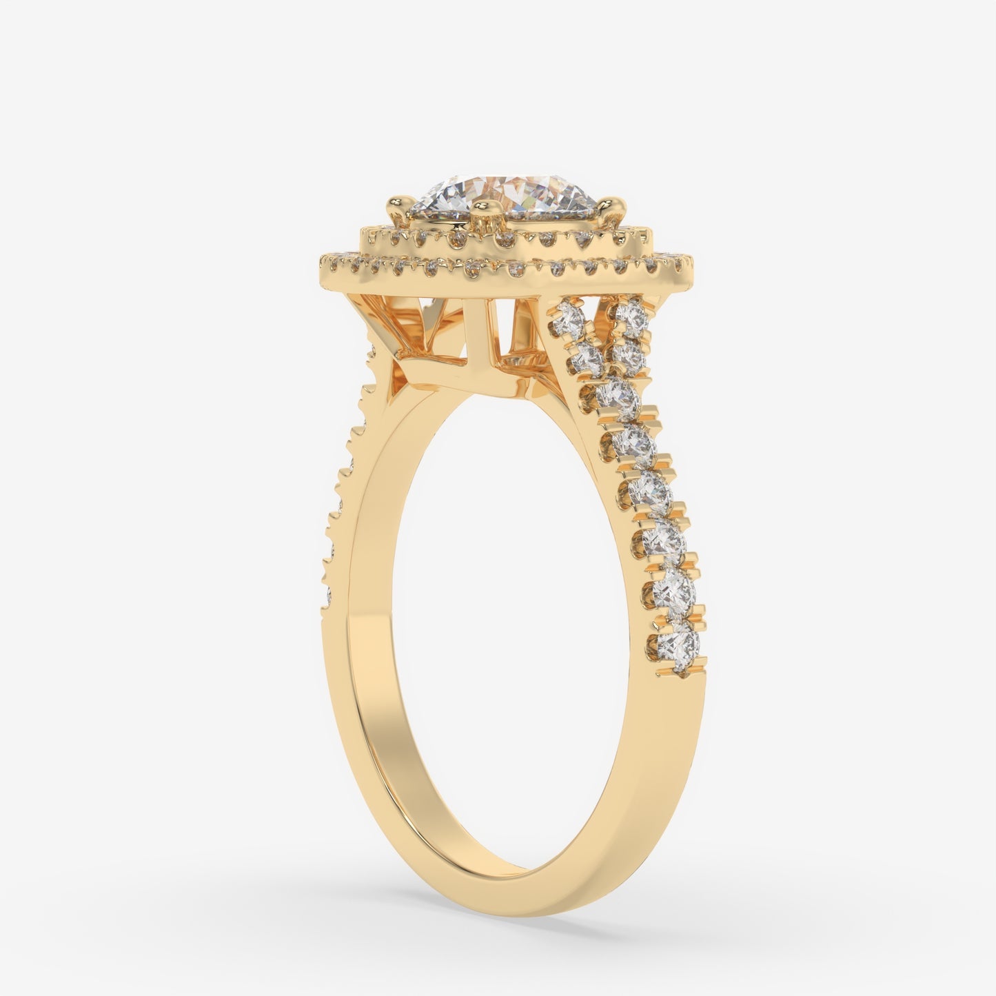Double Halo Diamond Engagement Ring - Round