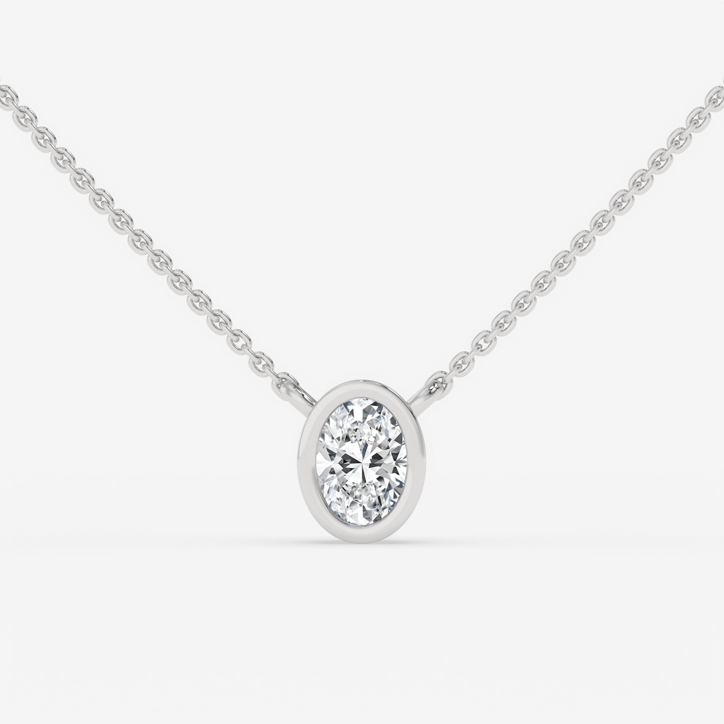 Oval Bezel Diamond Pendant Necklace