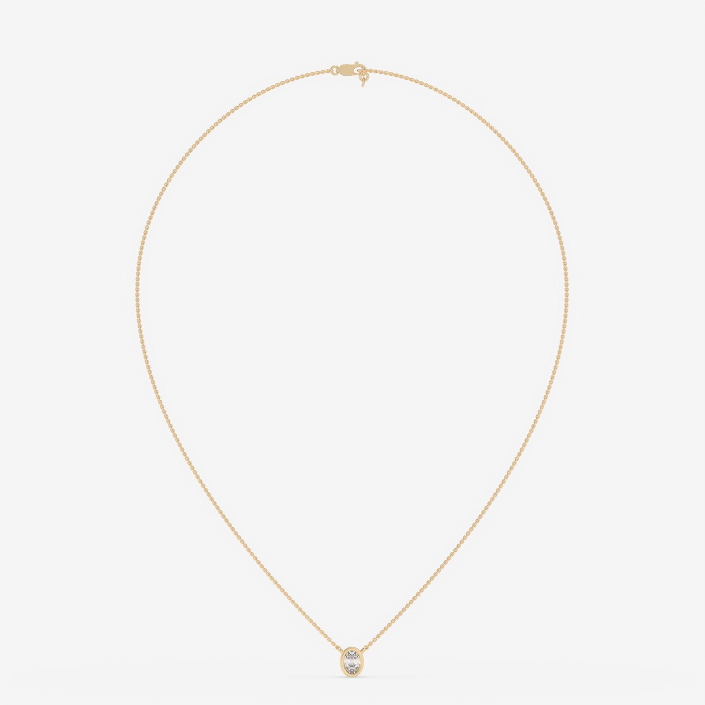 Oval Bezel Diamond Pendant Necklace