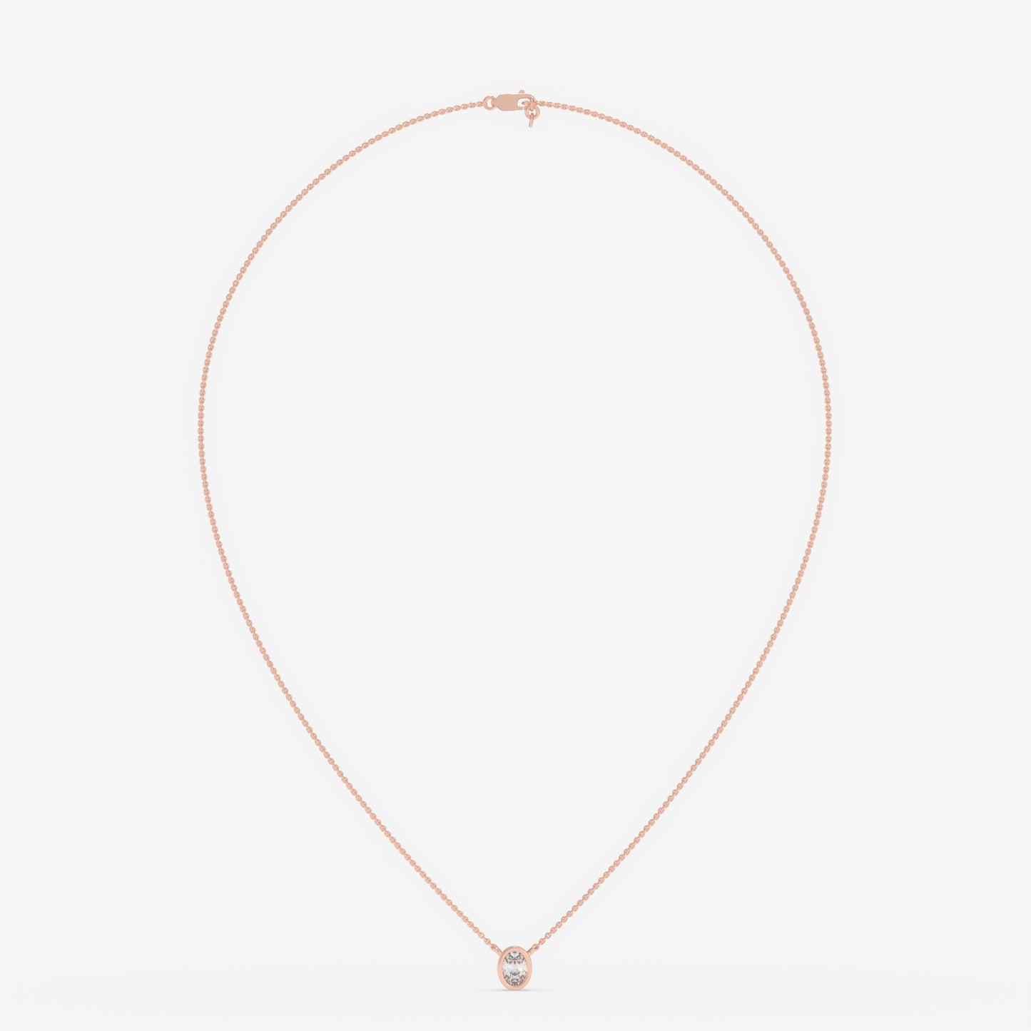 Oval Bezel Diamond Pendant Necklace