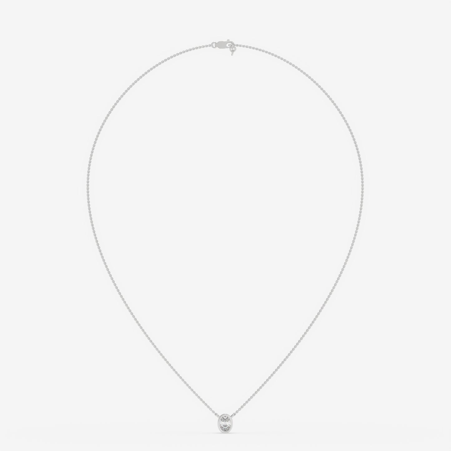 Oval Bezel Diamond Pendant Necklace