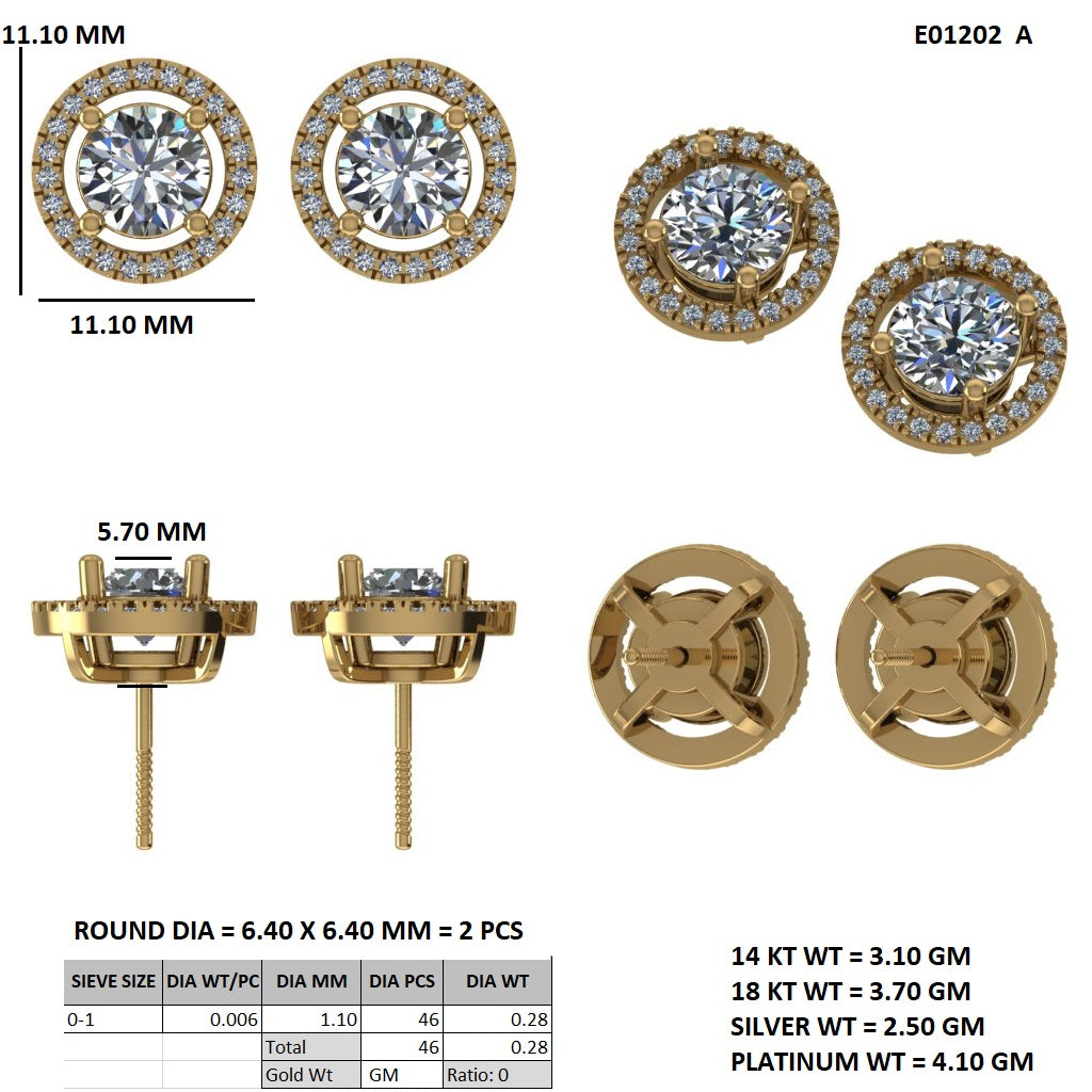 Floating Halo Stud Earrings - Round