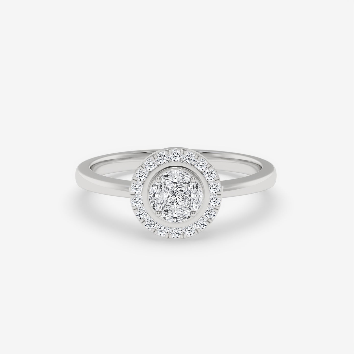 Marquise Cluster Halo Ring
