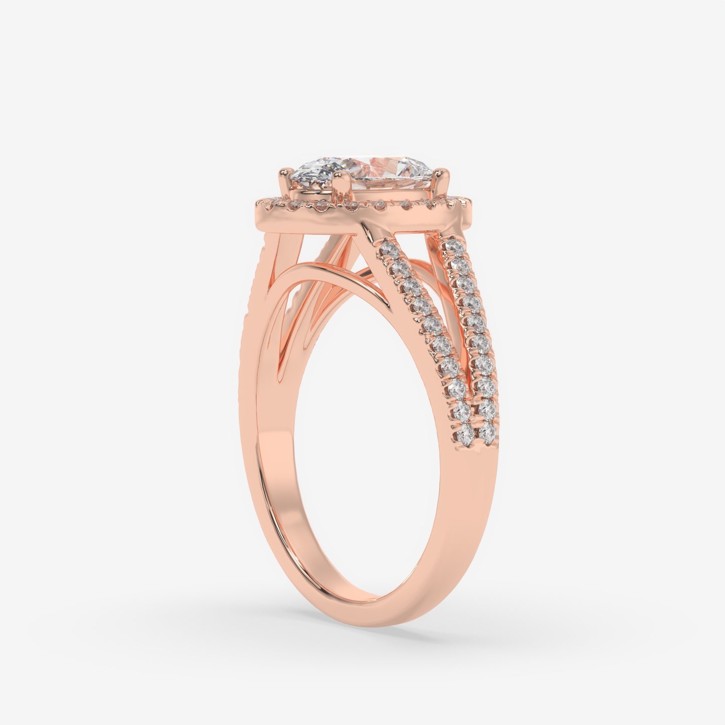 Double Band Halo Oval Ring