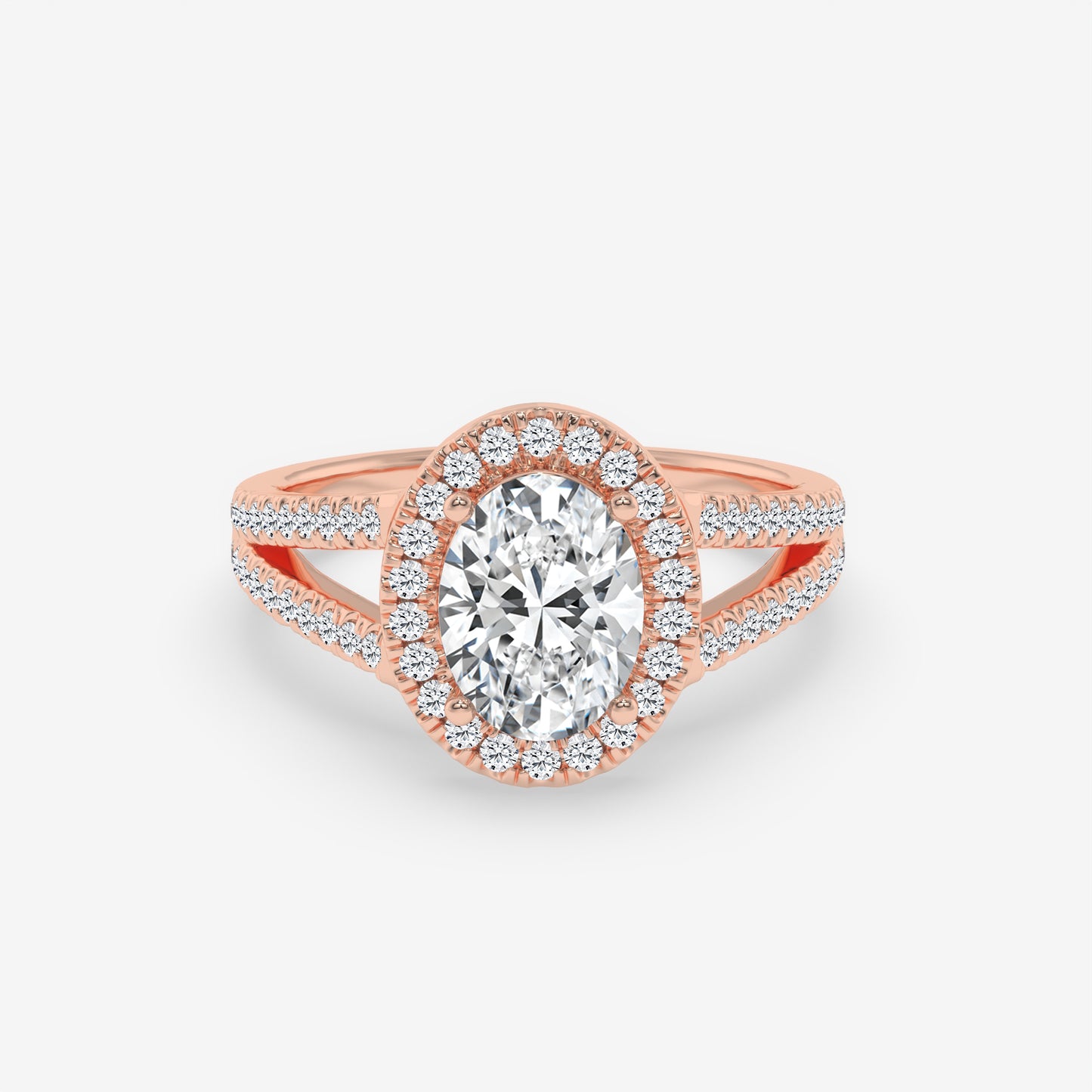 Double Band Halo Oval Ring