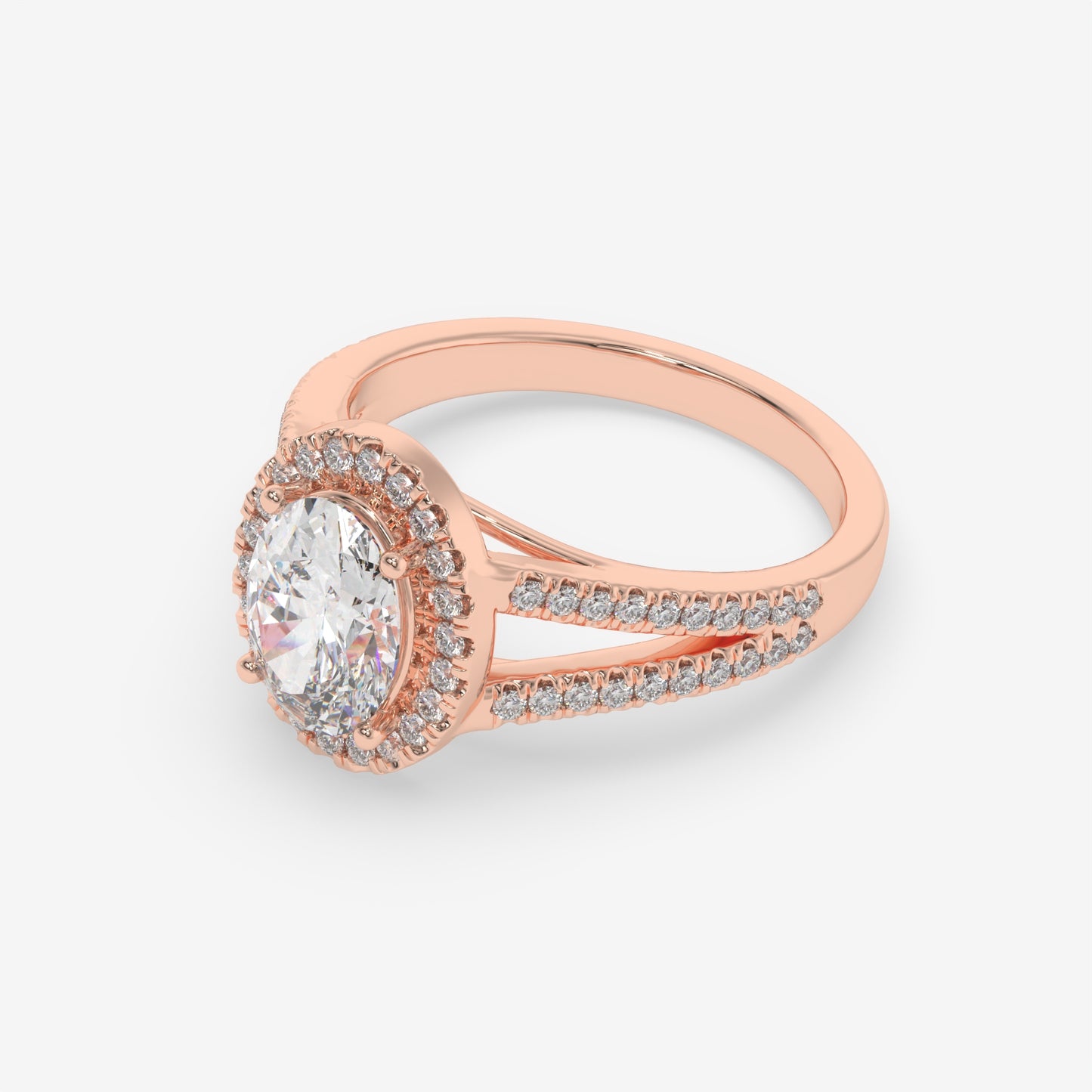 Double Band Halo Oval Ring