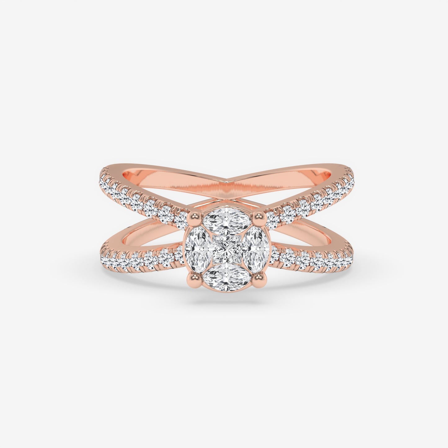 Marquise Cluster Criss-Cross Diamond Ring