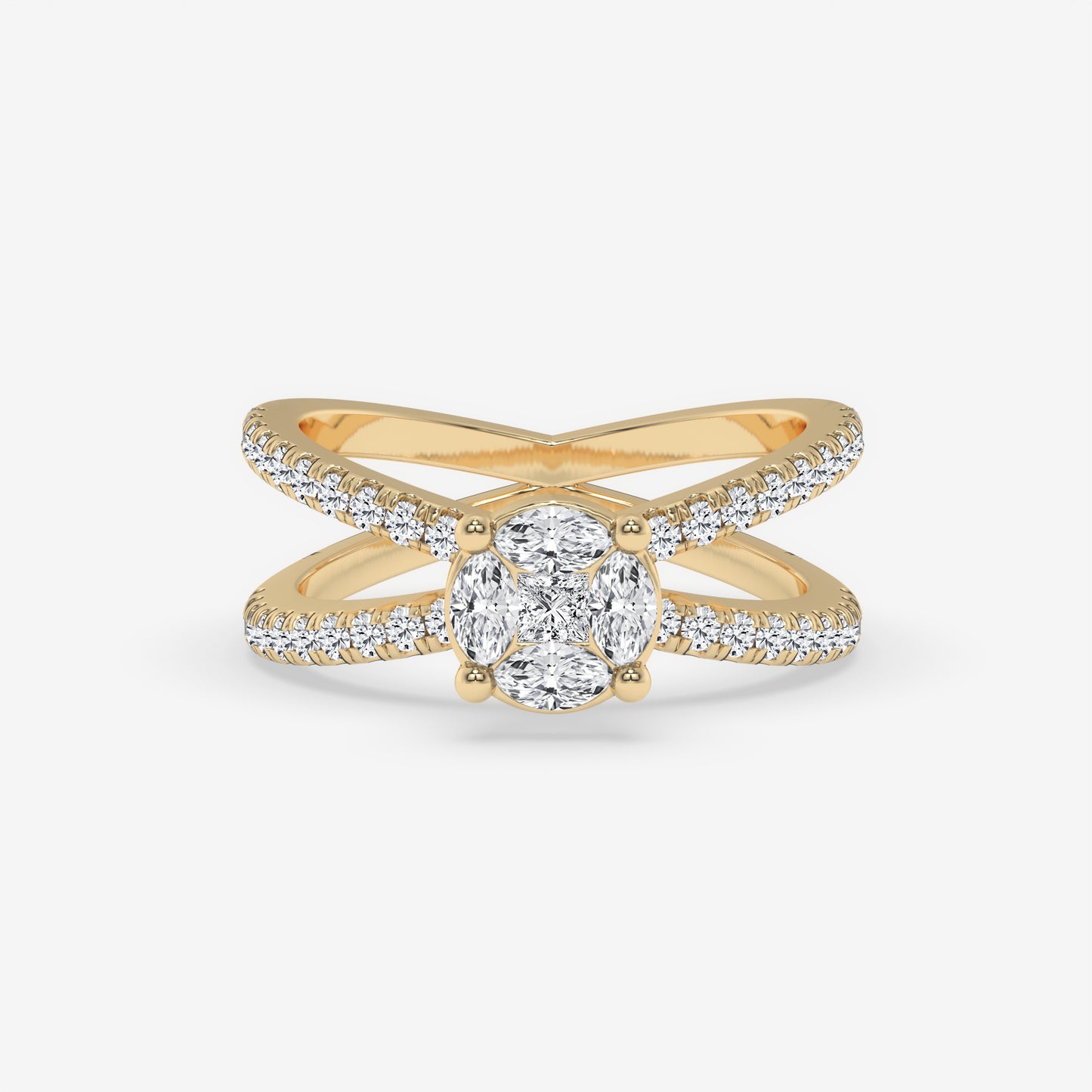 Marquise Cluster Criss-Cross Diamond Ring