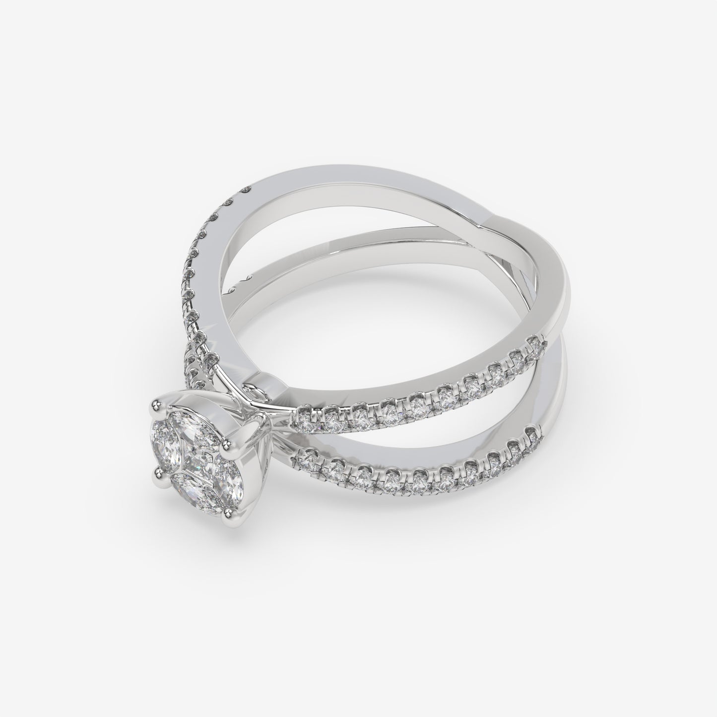 Marquise Cluster Criss-Cross Diamond Ring
