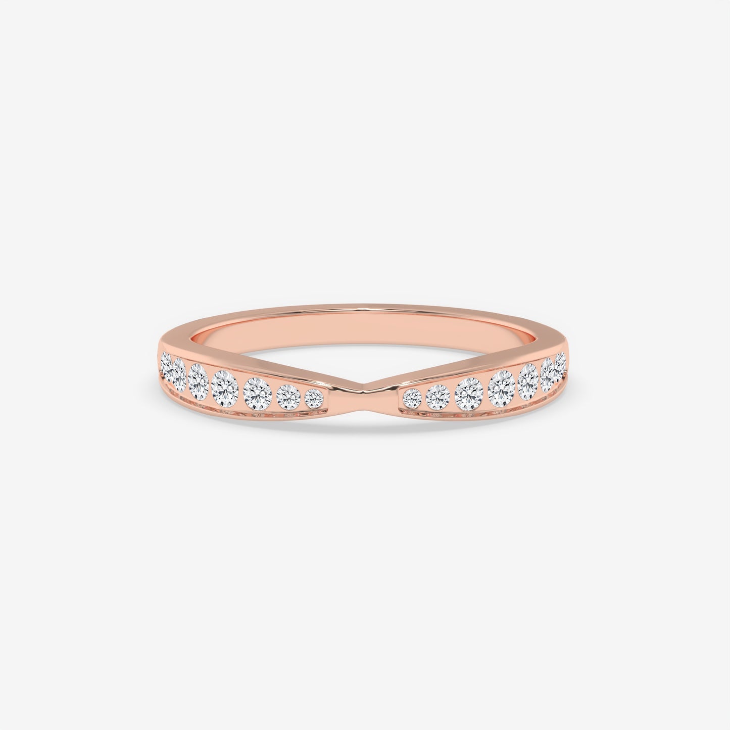 V-Curved Channel-Set Diamond Band - Round