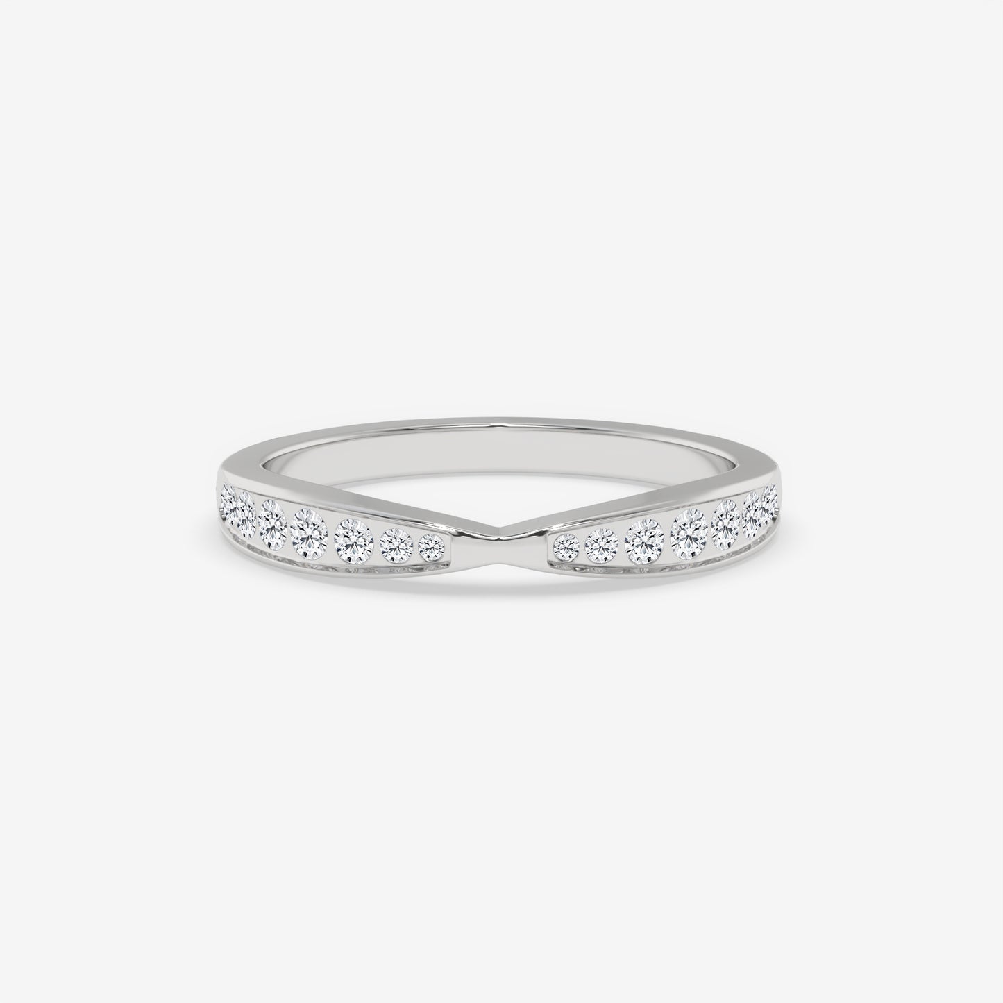 V-Curved Channel-Set Diamond Band - Round