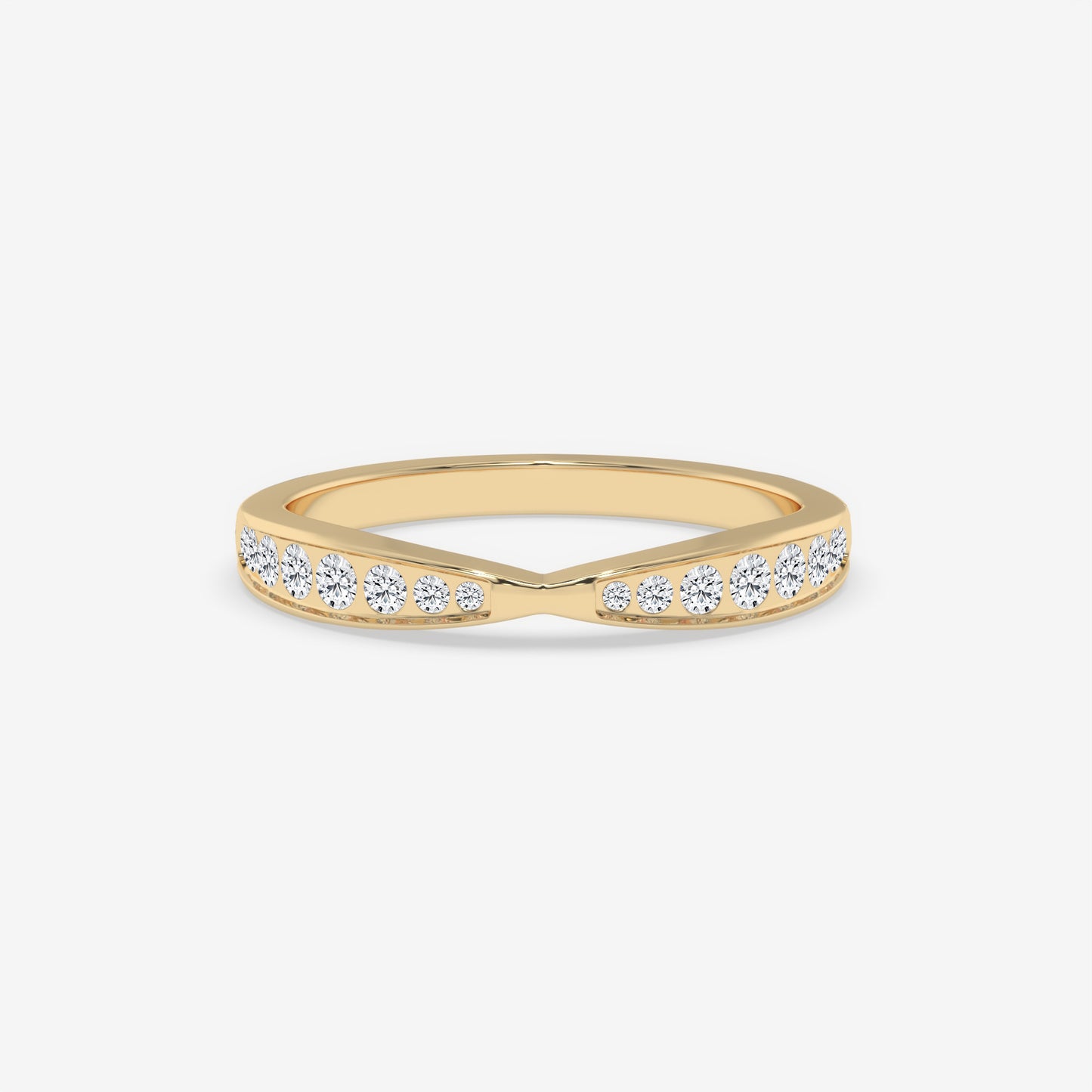 V-Curved Channel-Set Diamond Band - Round