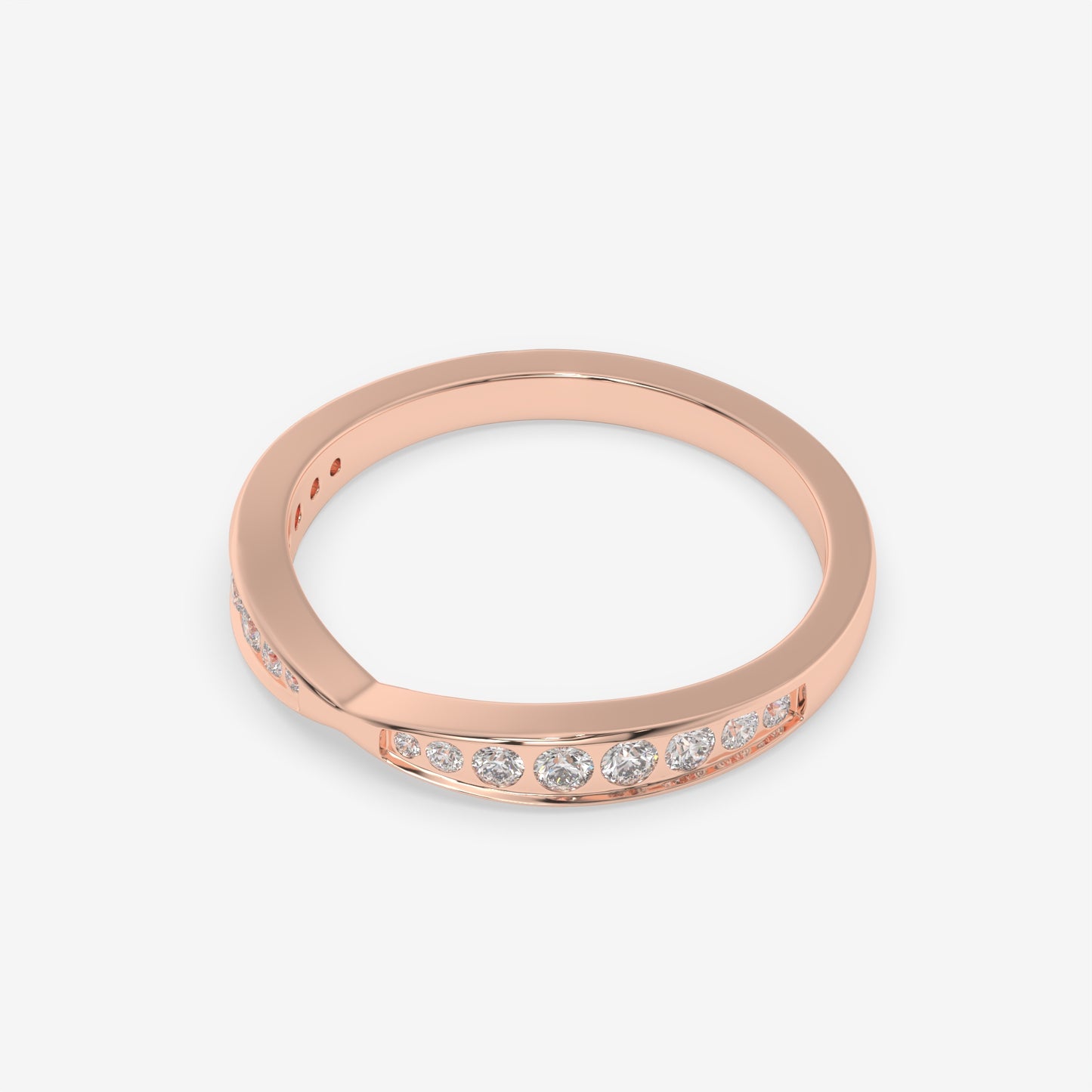 V-Curved Channel-Set Diamond Band - Round