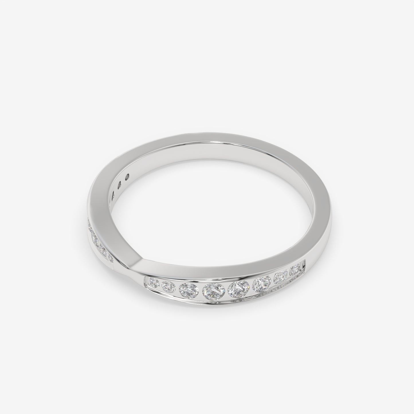 V-Curved Channel-Set Diamond Band - Round