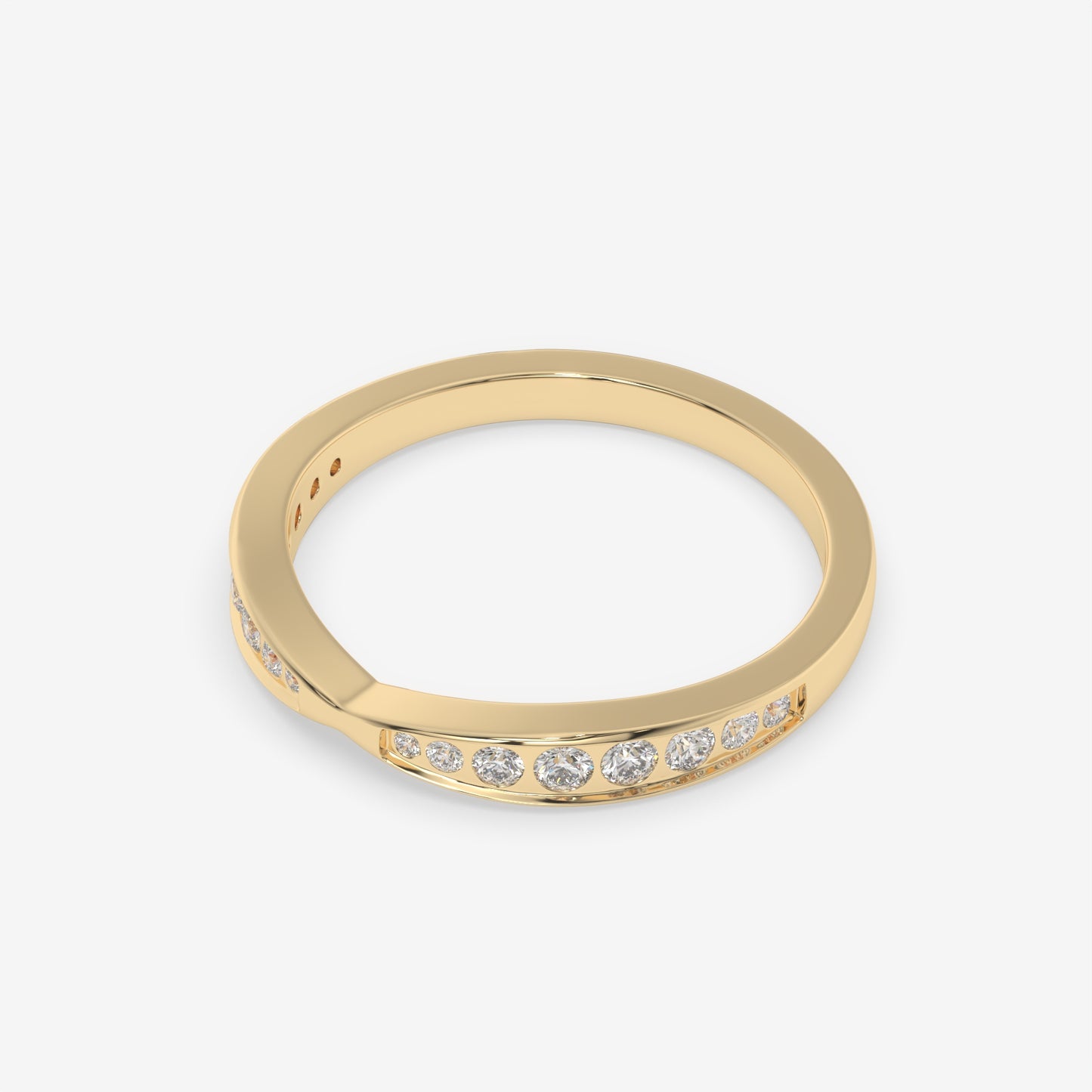 V-Curved Channel-Set Diamond Band - Round