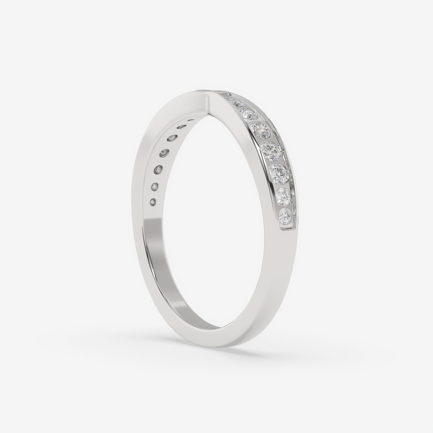 V-Curved Channel-Set Diamond Band - Round