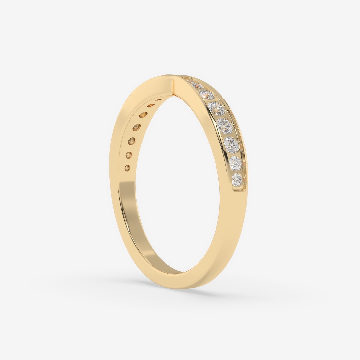 V-Curved Channel-Set Diamond Band - Round