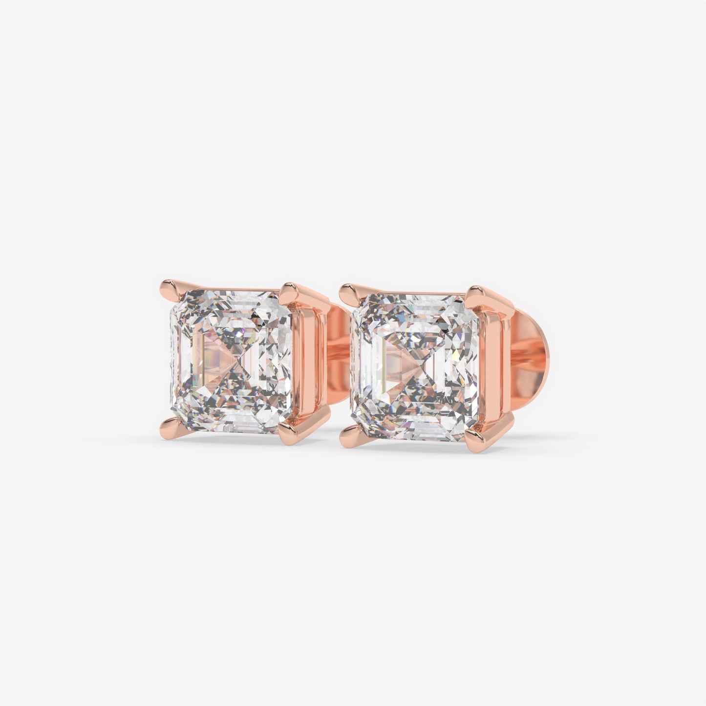 Asscher Cut Diamond Stud Earrings