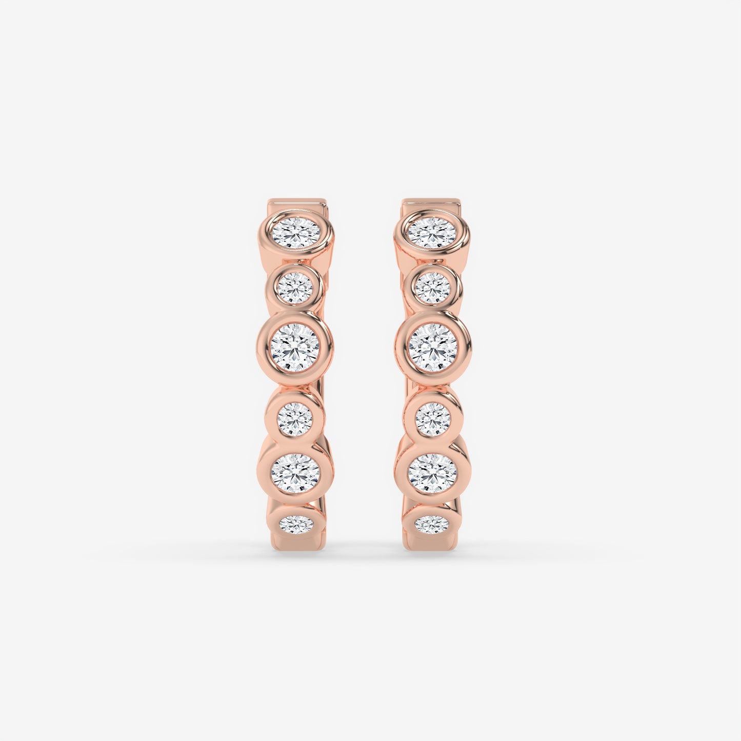 Alternating Round Bezel Hoops