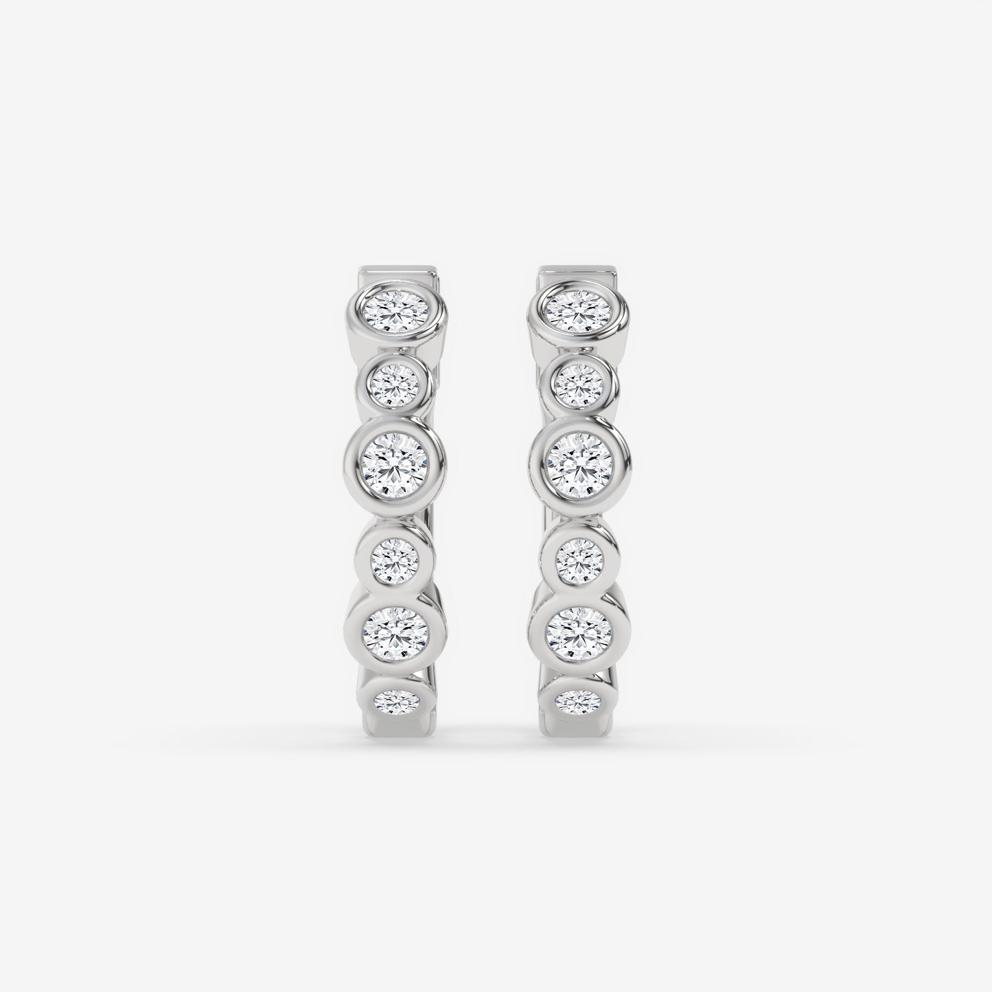 Alternating Round Bezel Hoops