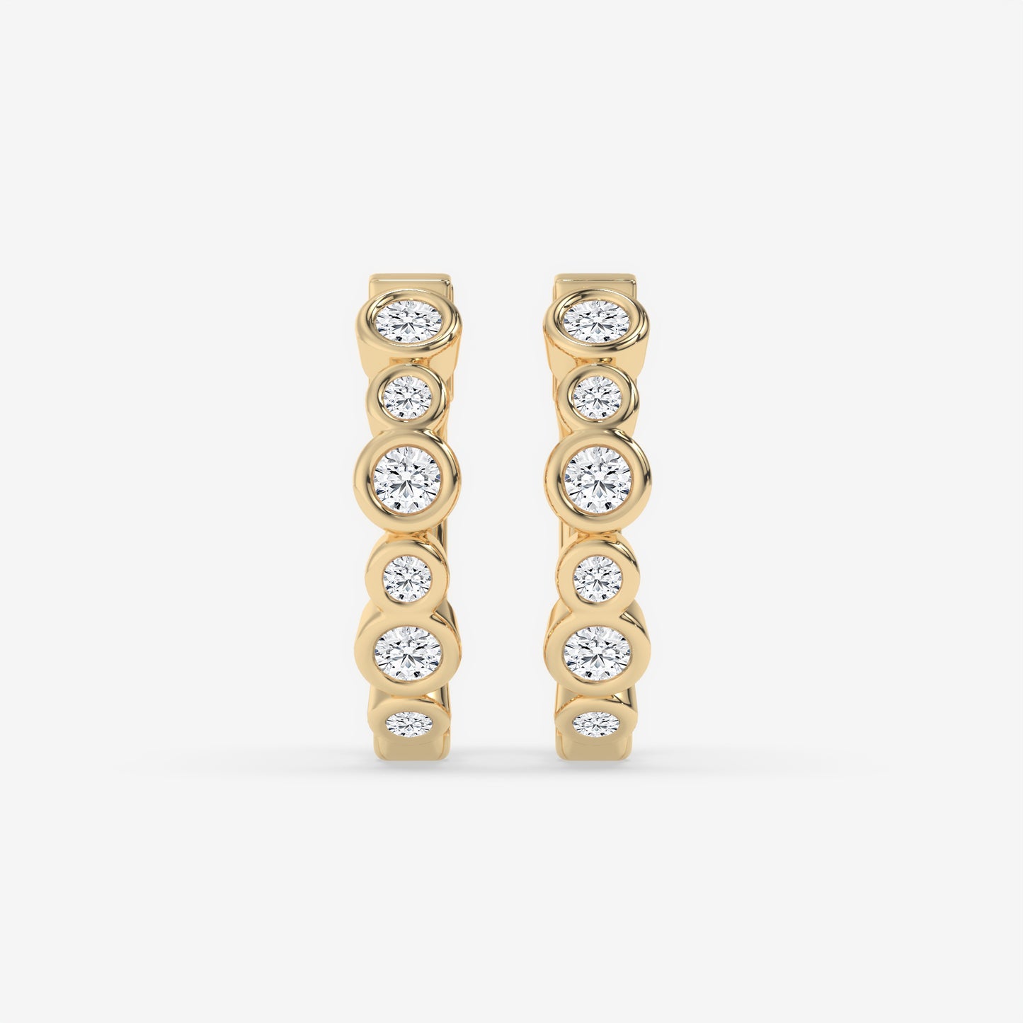 Alternating Round Bezel Hoops