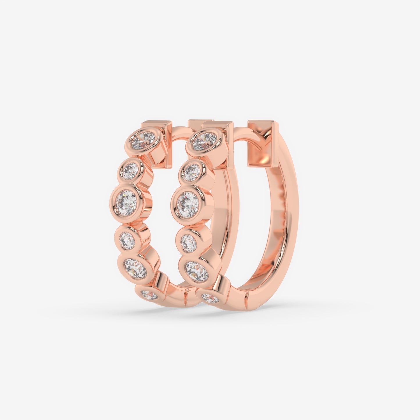 Alternating Round Bezel Hoops
