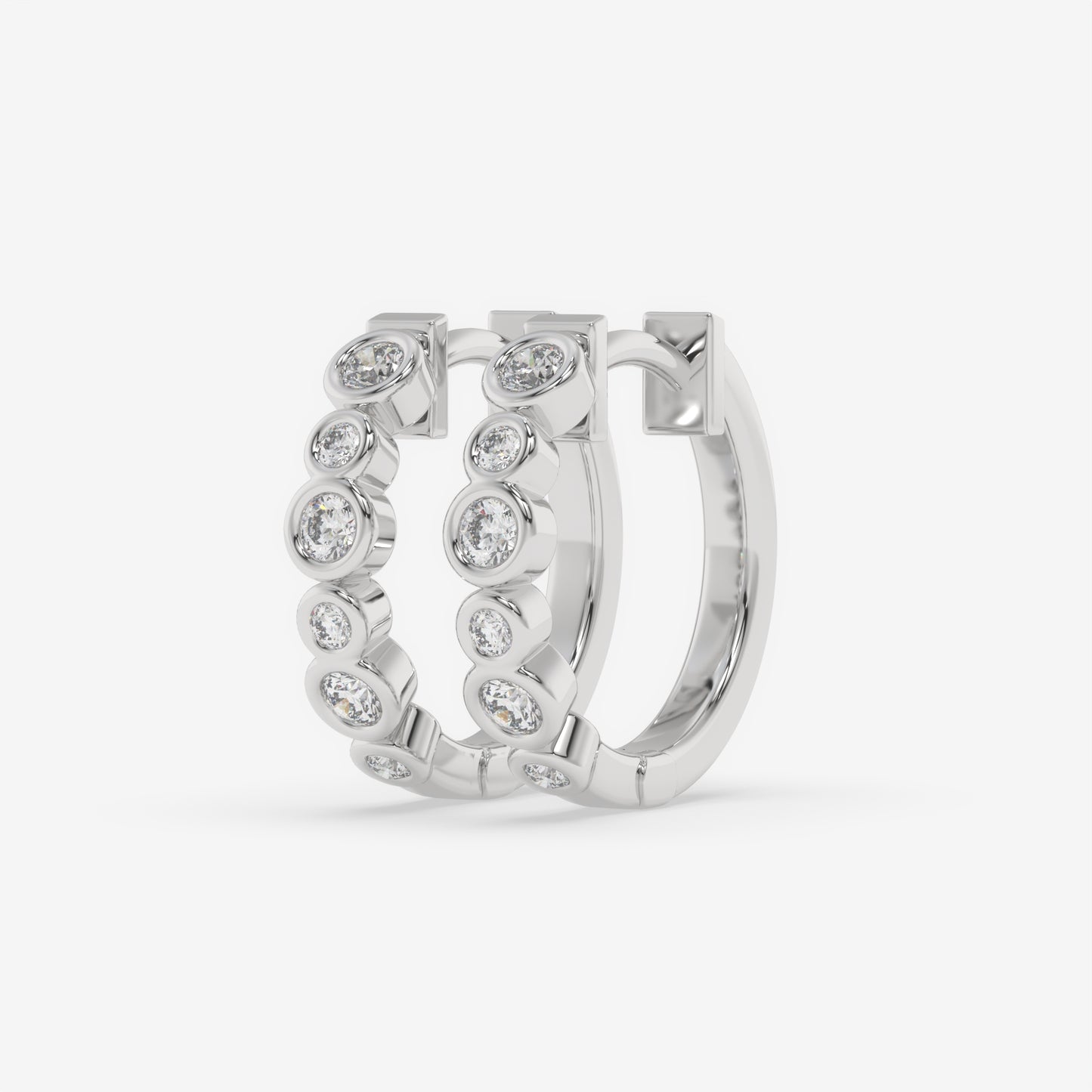 Alternating Round Bezel Hoops