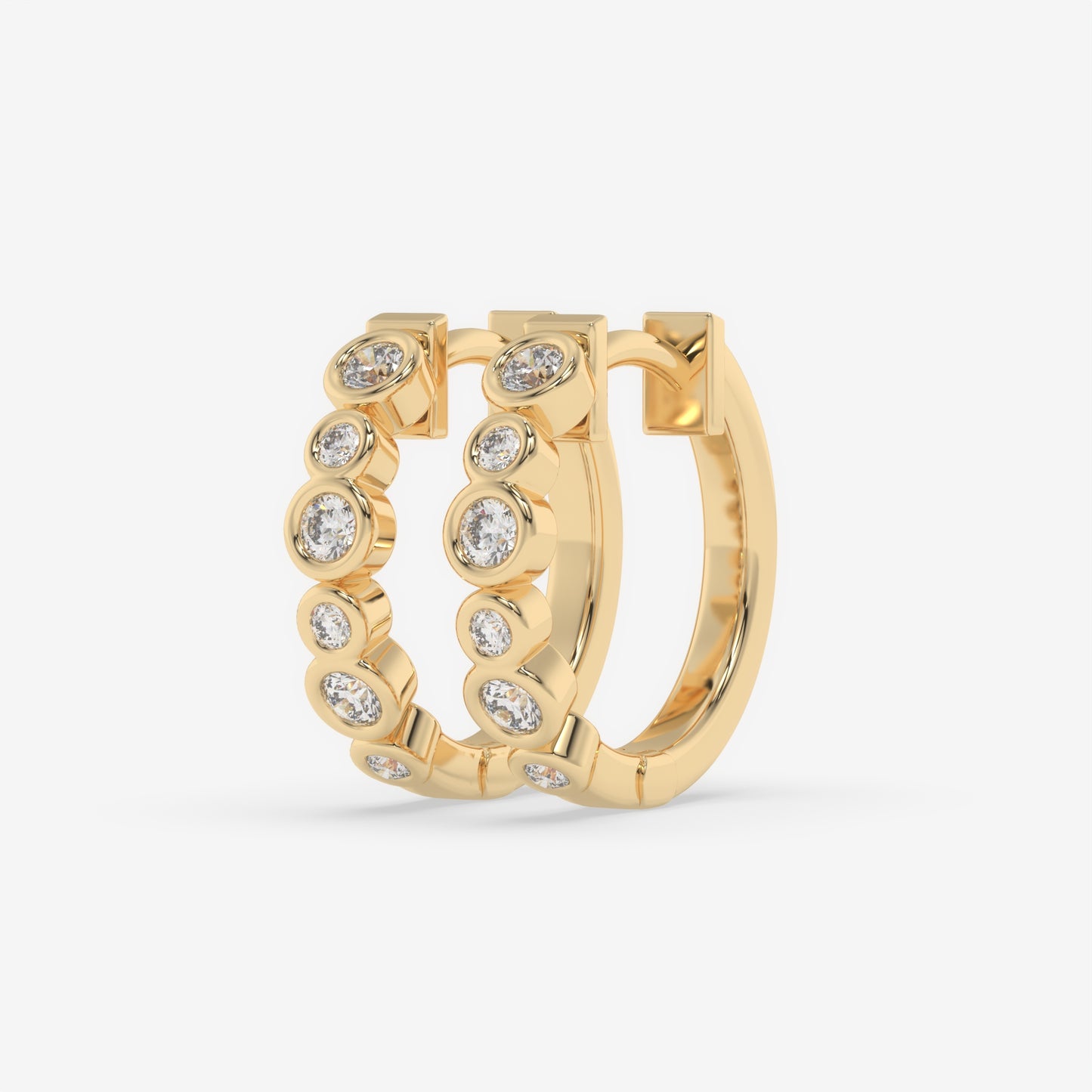 Alternating Round Bezel Hoops
