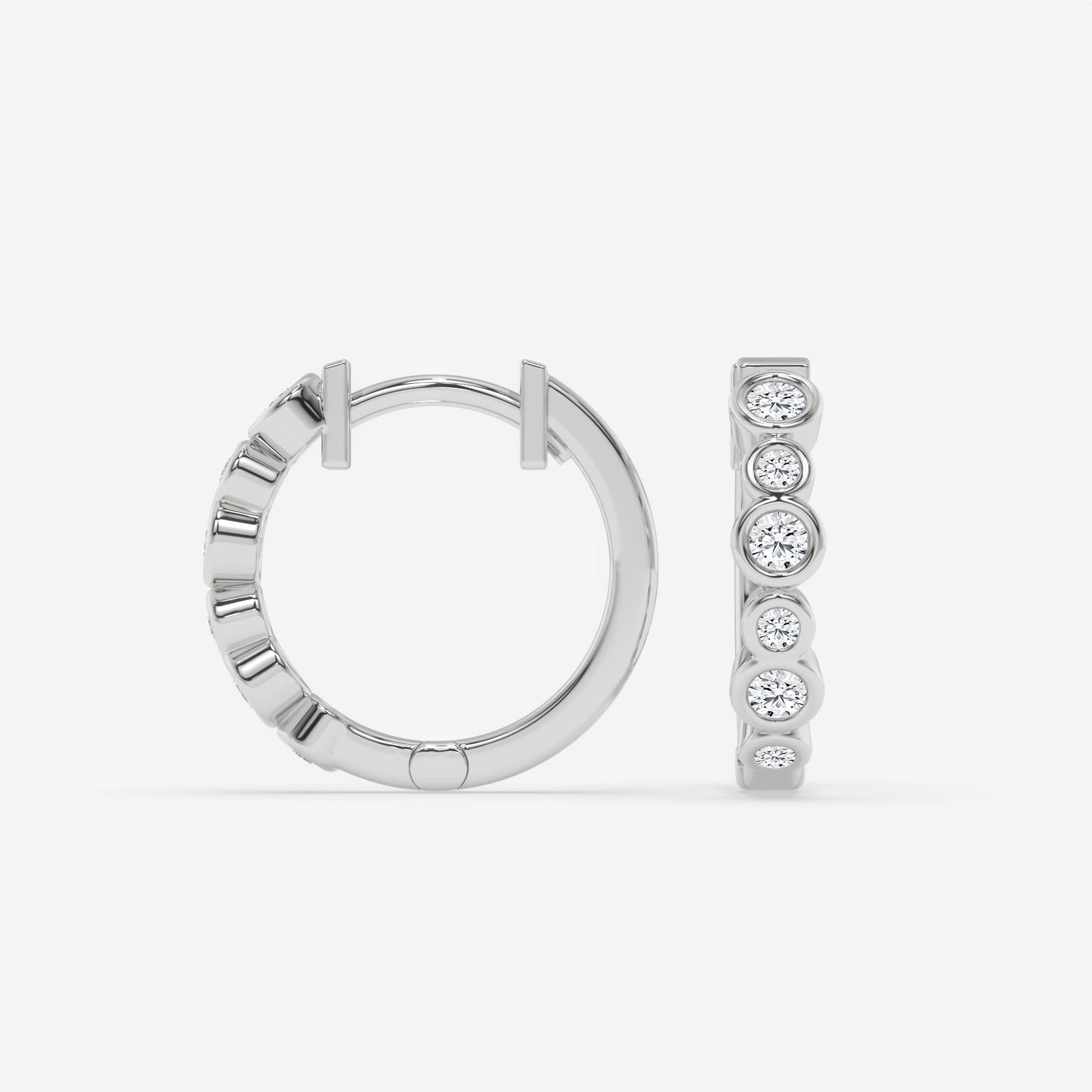 Alternating Round Bezel Hoops