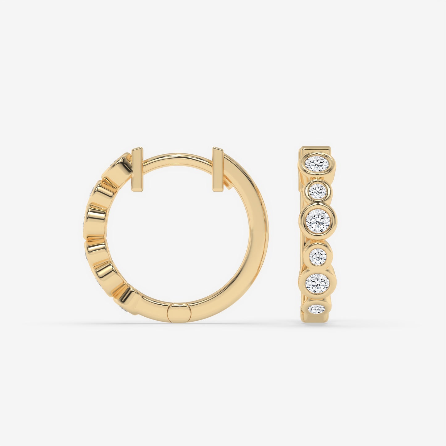 Alternating Round Bezel Hoops