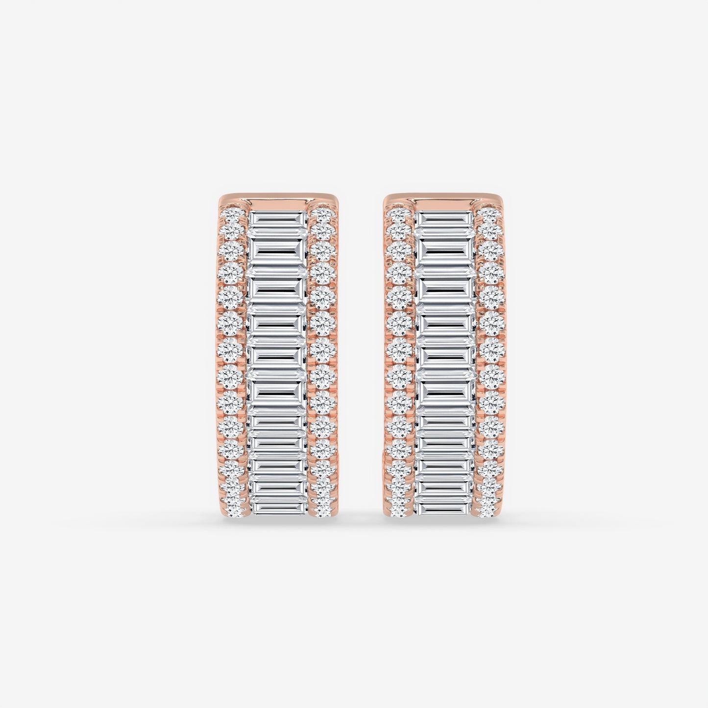 Triple Row Baguette Hoop Earrings