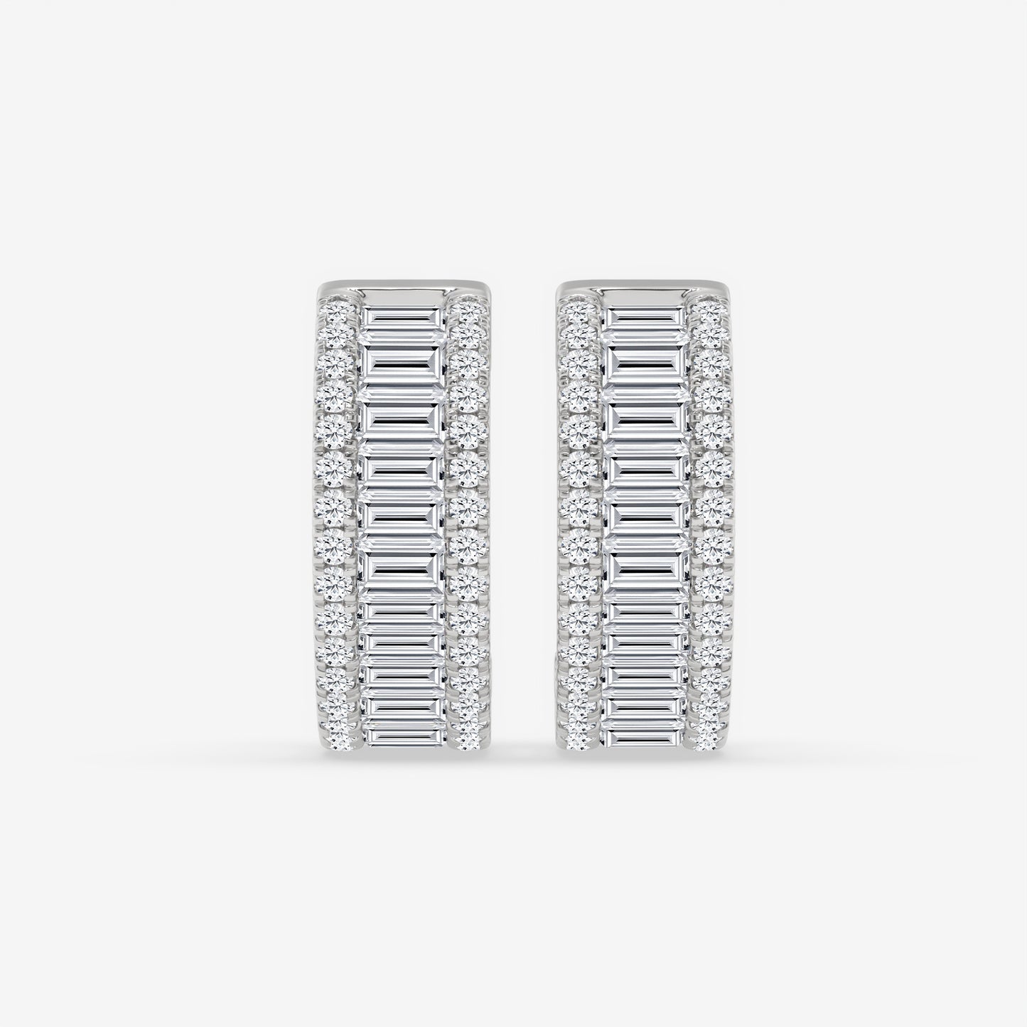 Triple Row Baguette Hoop Earrings