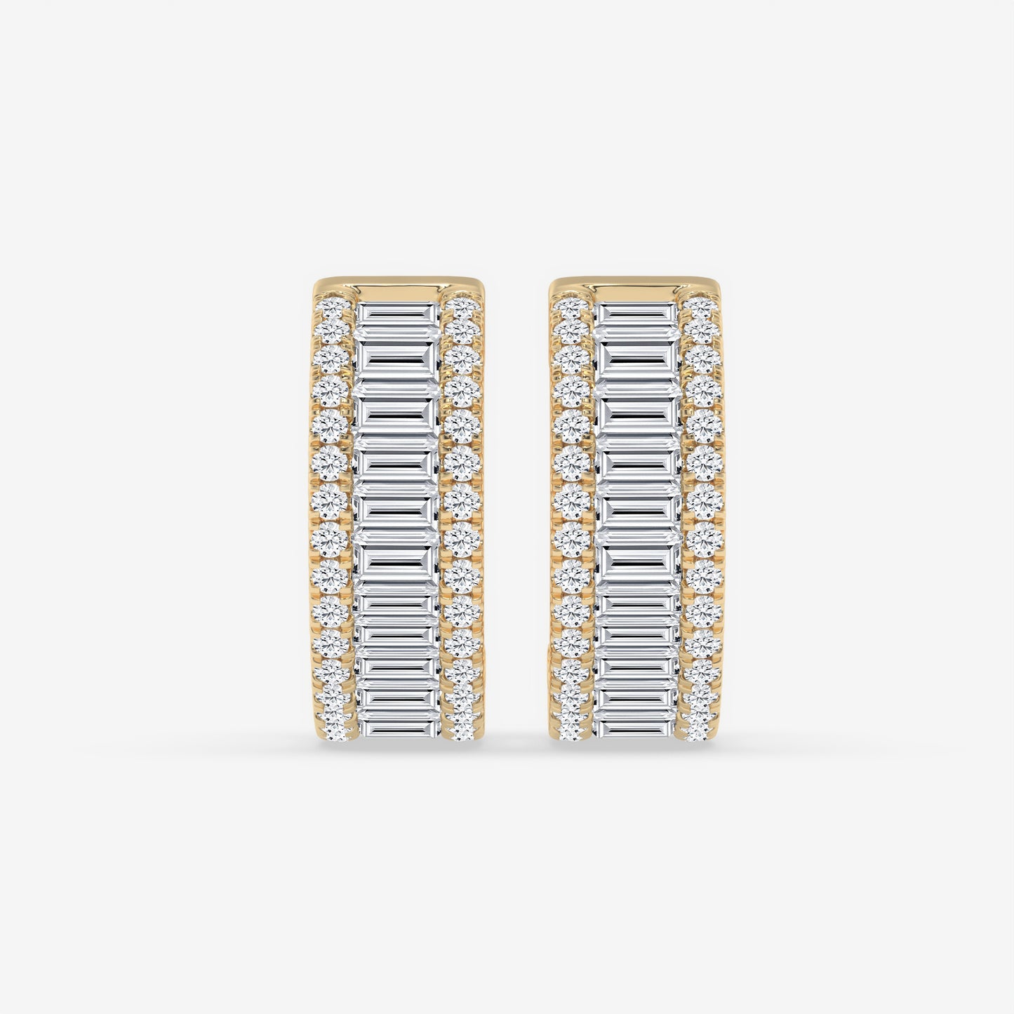 Triple Row Baguette Hoop Earrings