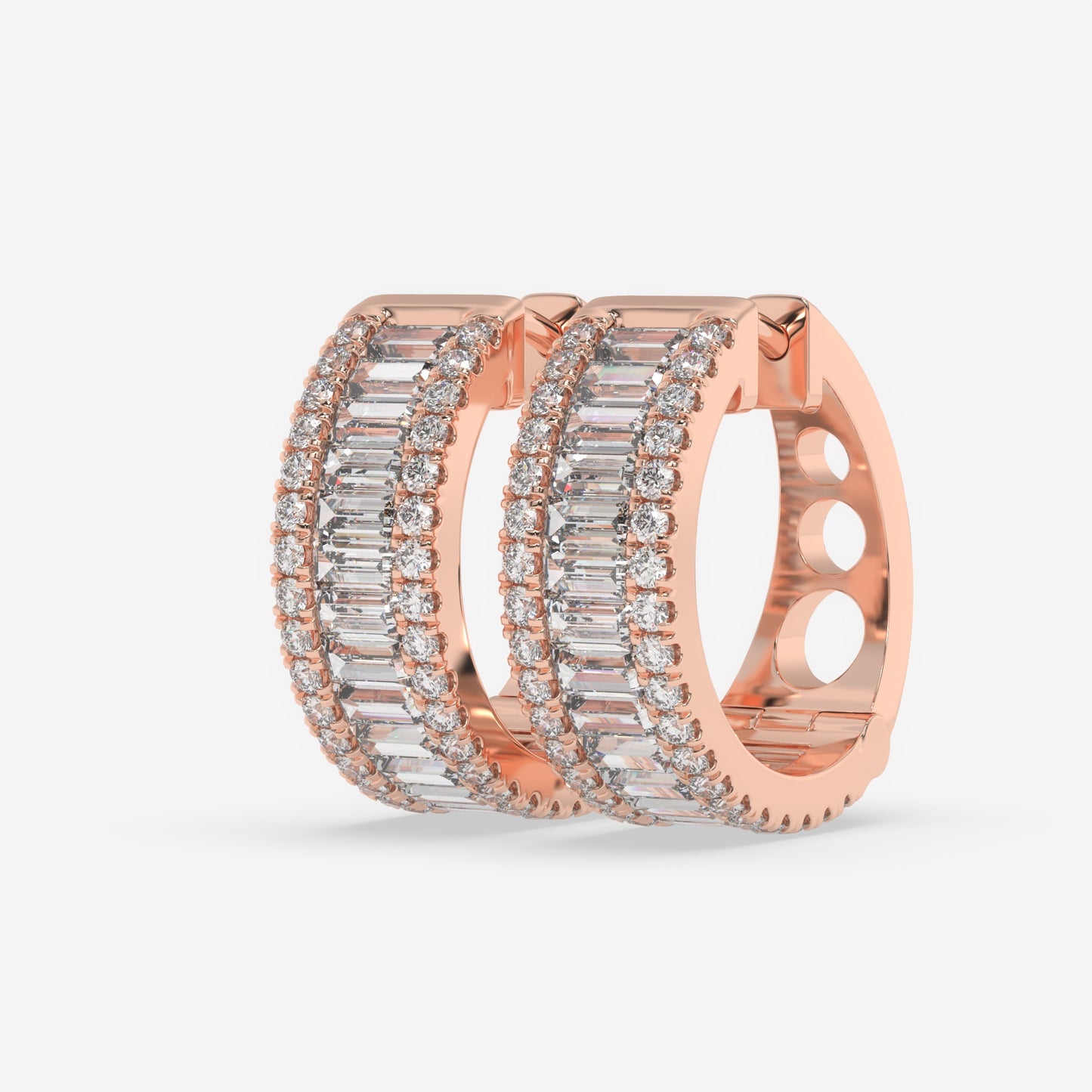 Triple Row Baguette Hoop Earrings