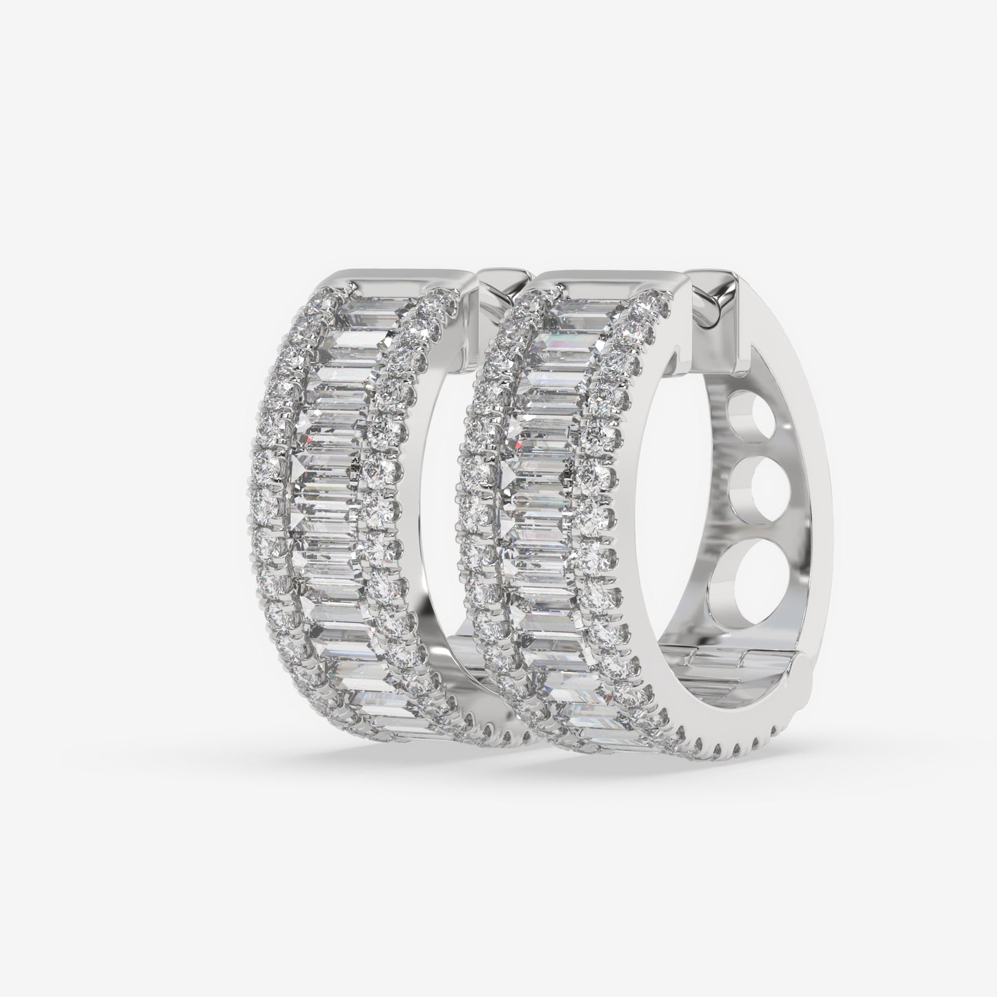 Triple Row Baguette Hoop Earrings