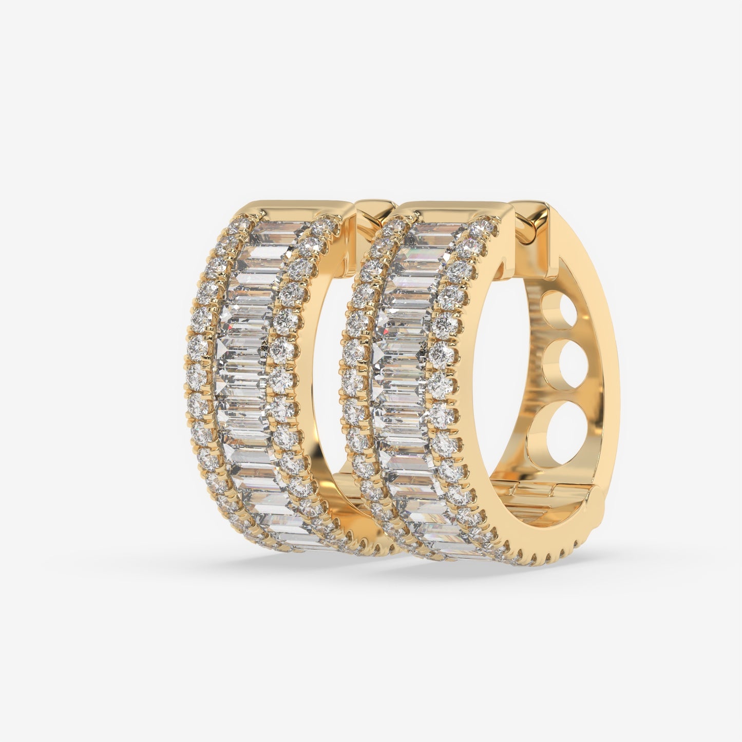 Triple Row Baguette Hoop Earrings