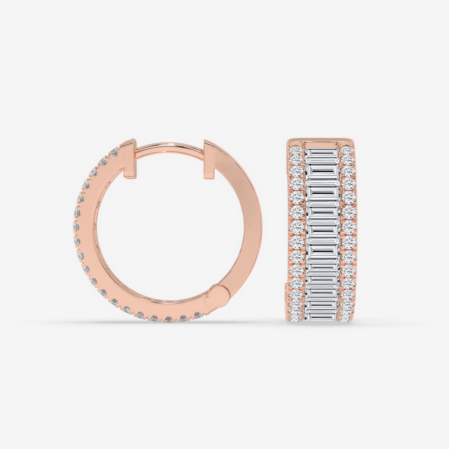 Triple Row Baguette Hoop Earrings