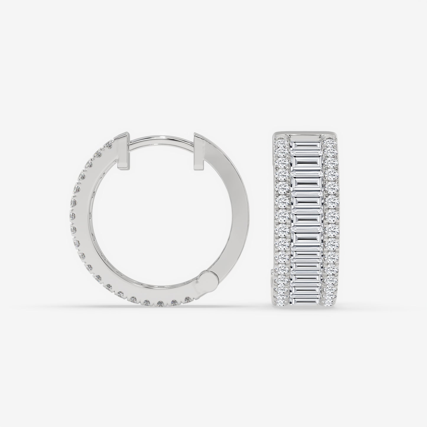 Triple Row Baguette Hoop Earrings