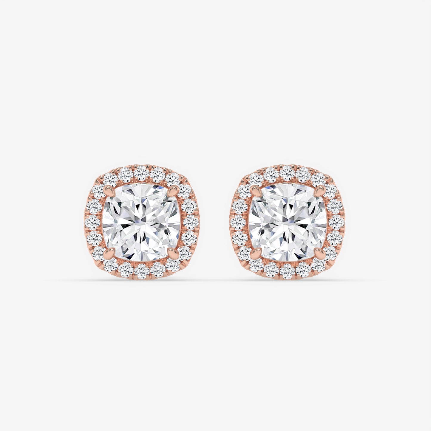 Cushion Cut Halo Stud Earrings