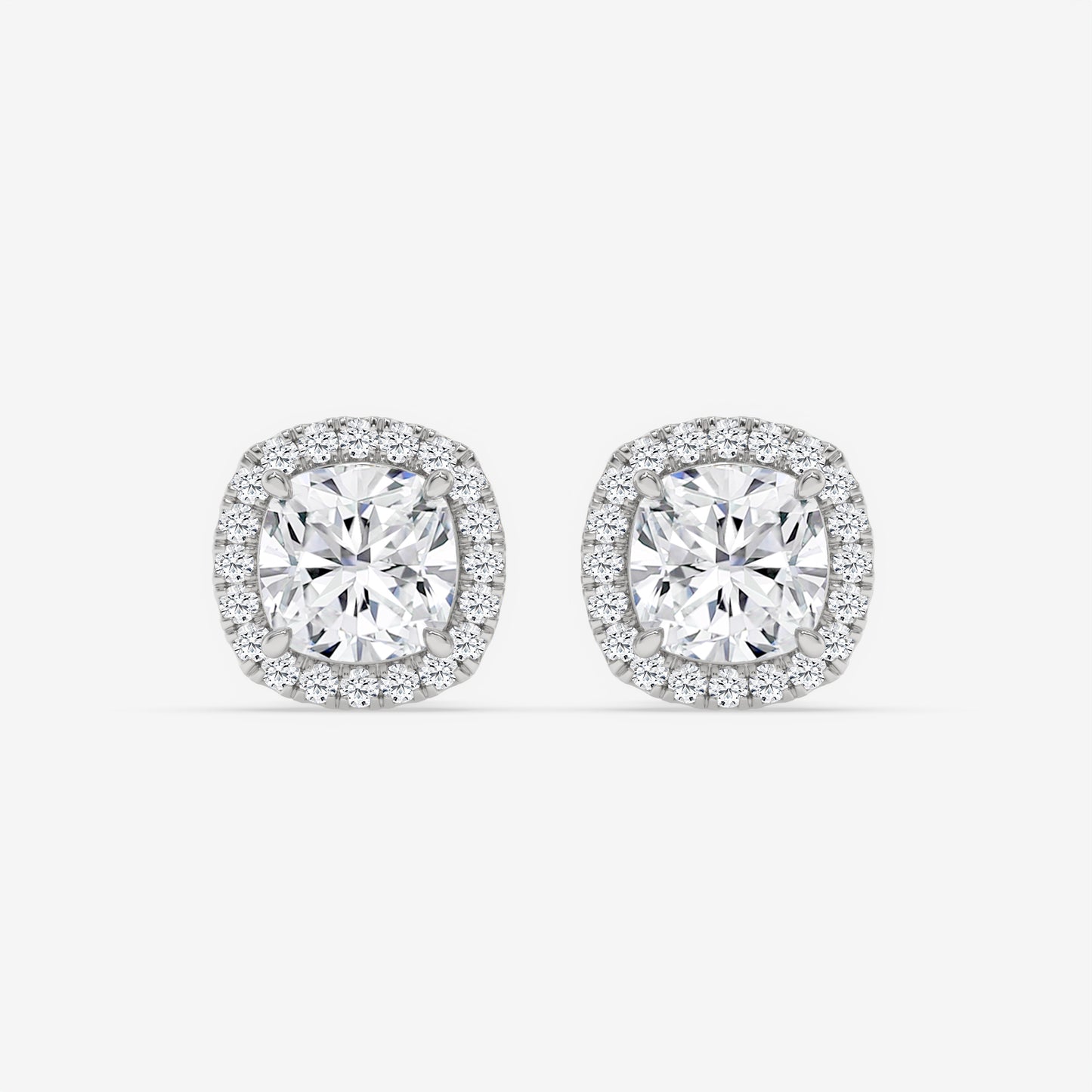 Cushion Cut Halo Stud Earrings