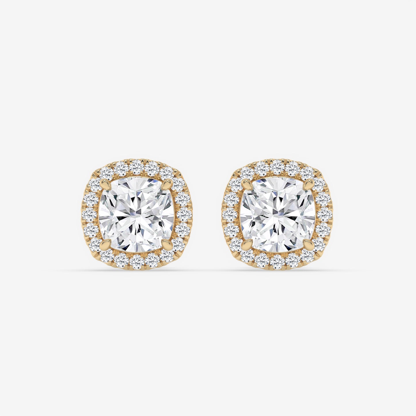 Cushion Cut Halo Stud Earrings