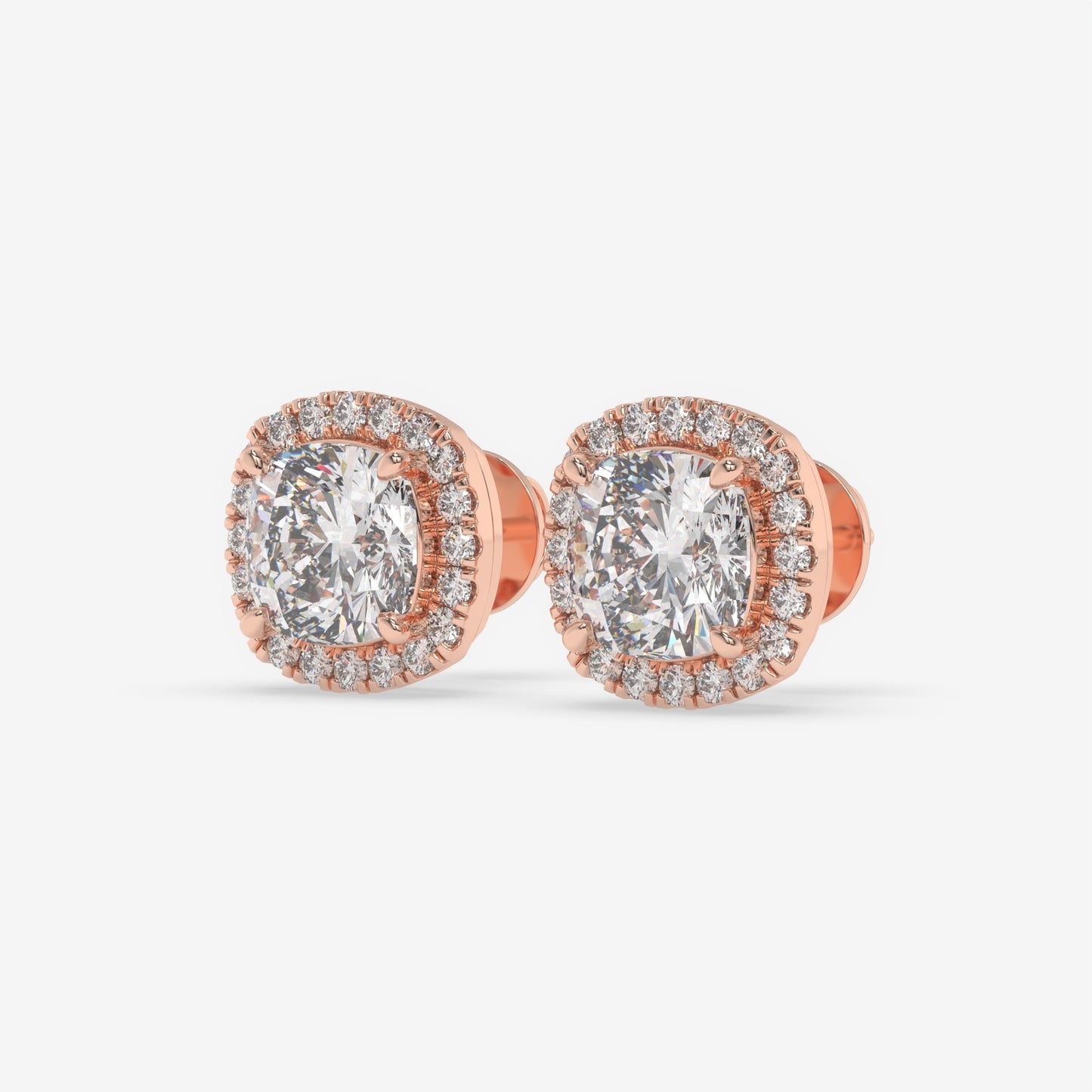 Cushion Cut Halo Stud Earrings