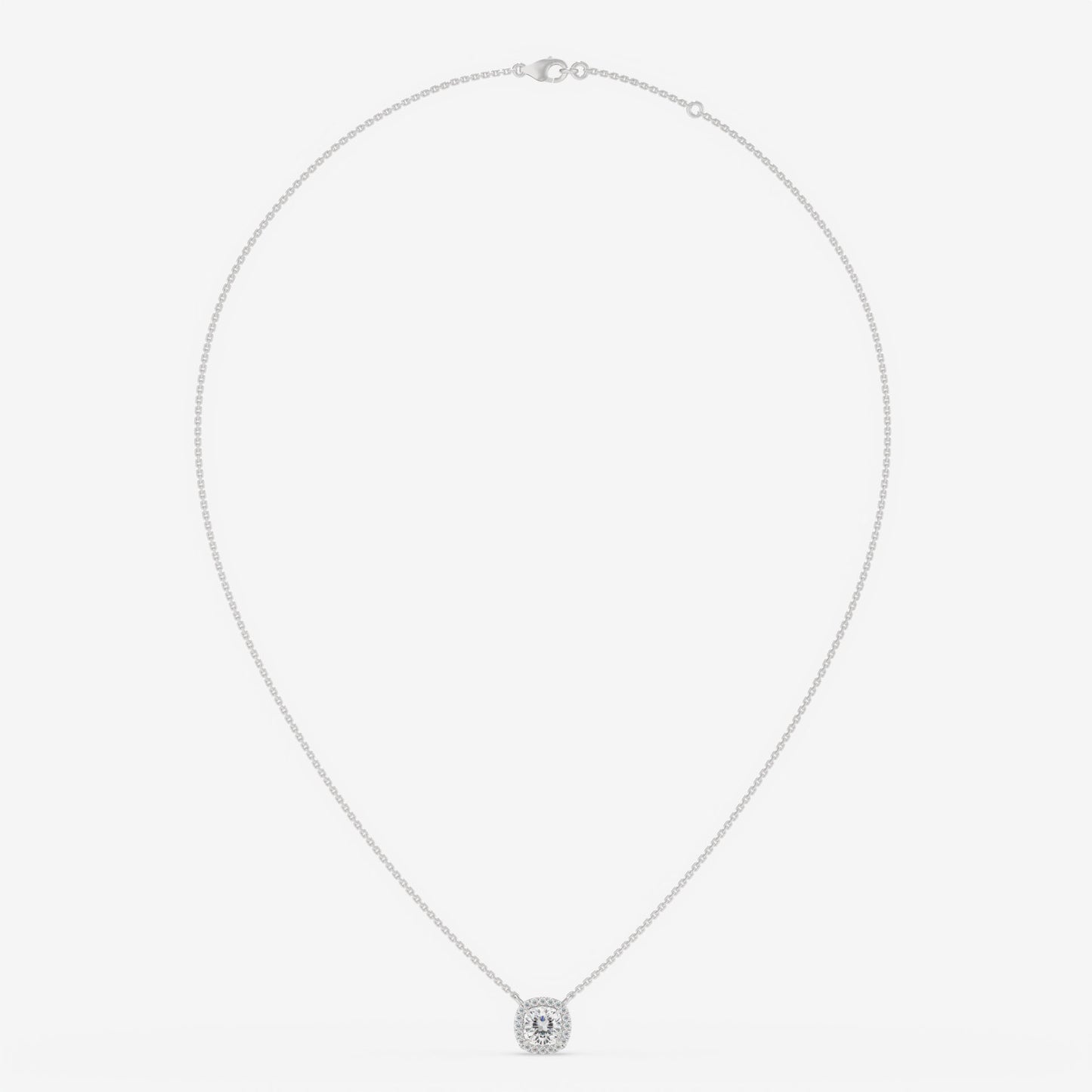 Cushion Cut Halo Diamond Necklace