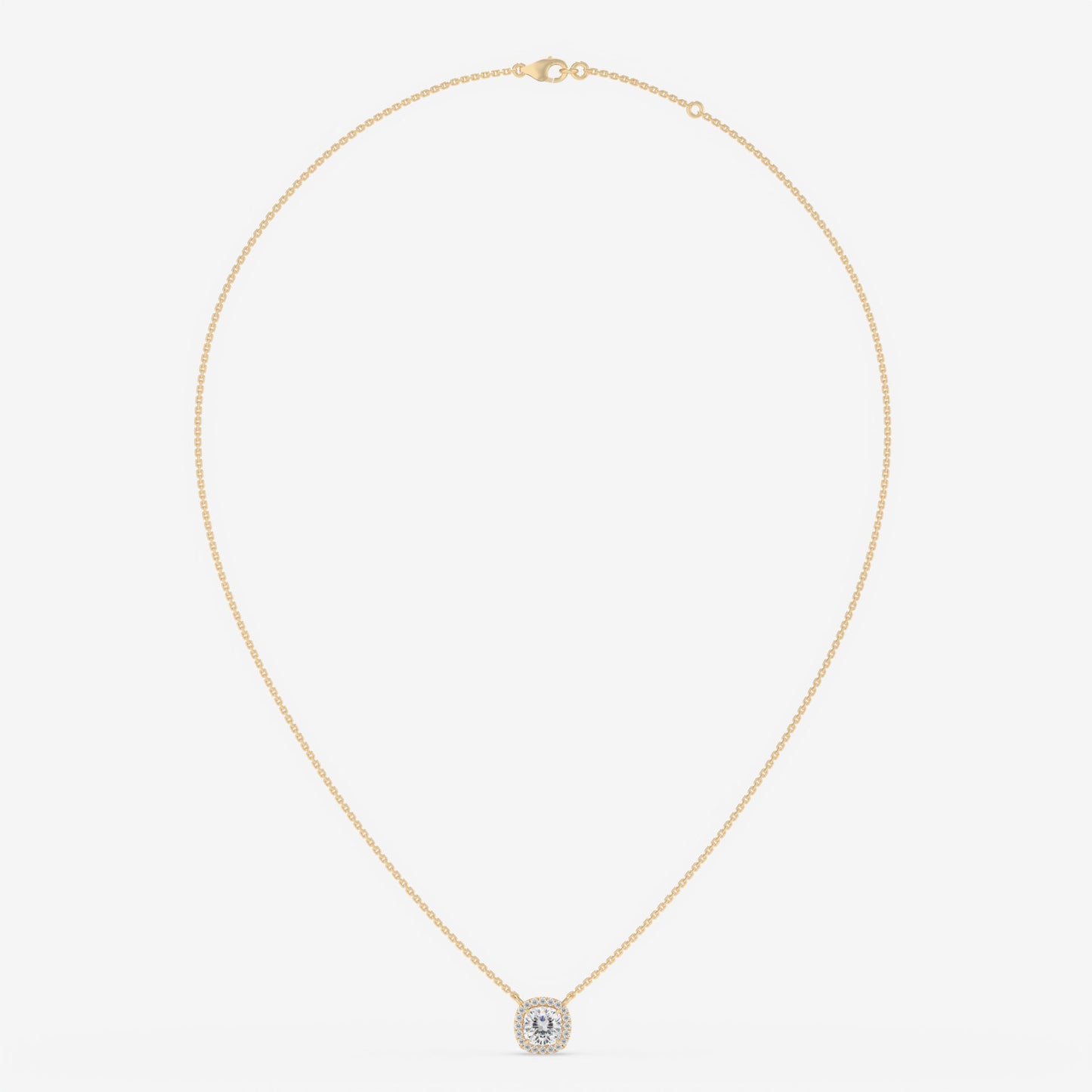Cushion Cut Halo Diamond Necklace