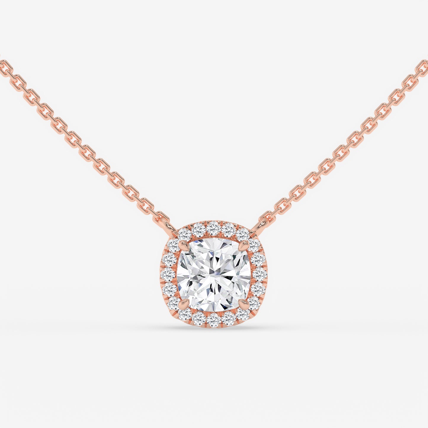 Cushion Cut Halo Diamond Necklace