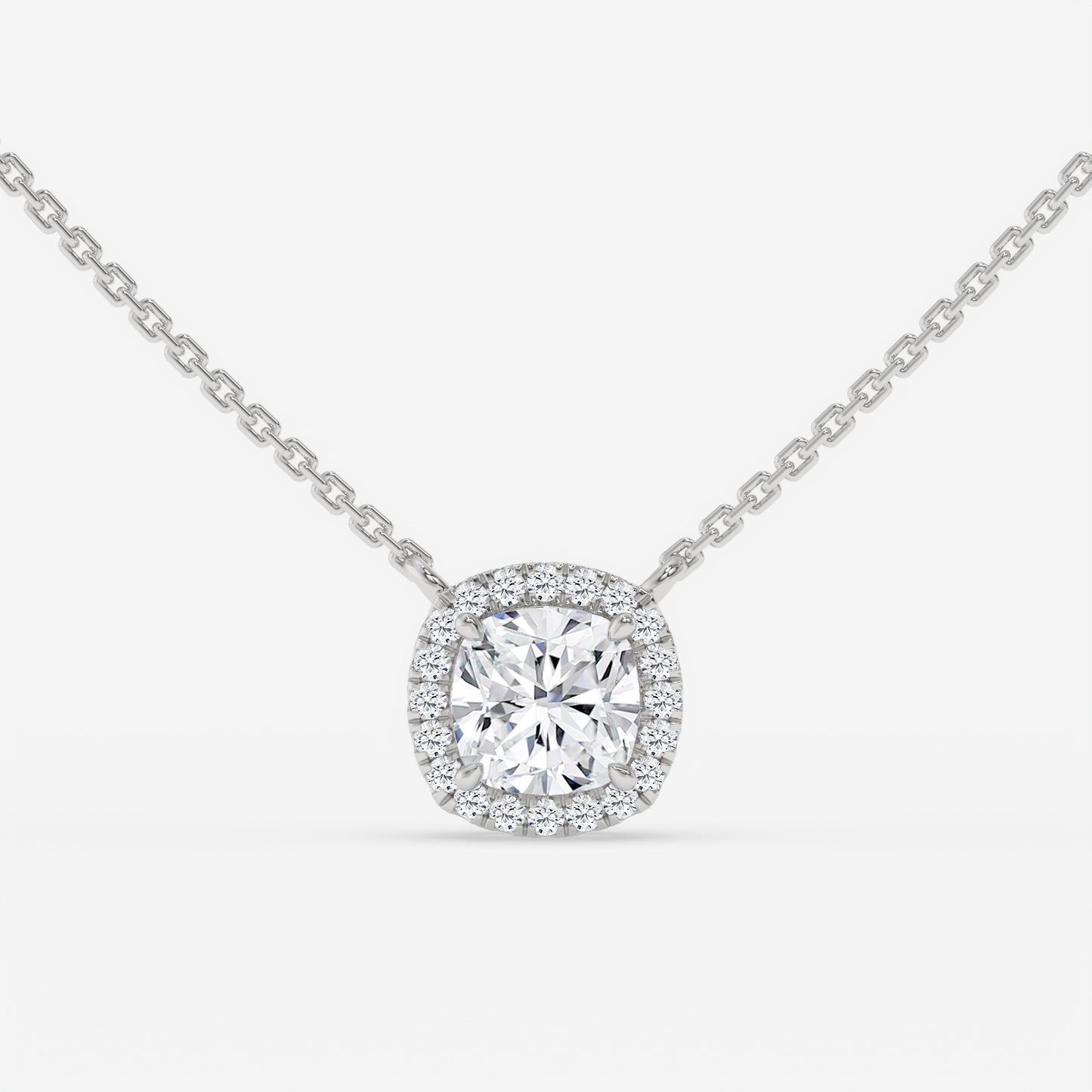 Cushion Cut Halo Diamond Necklace