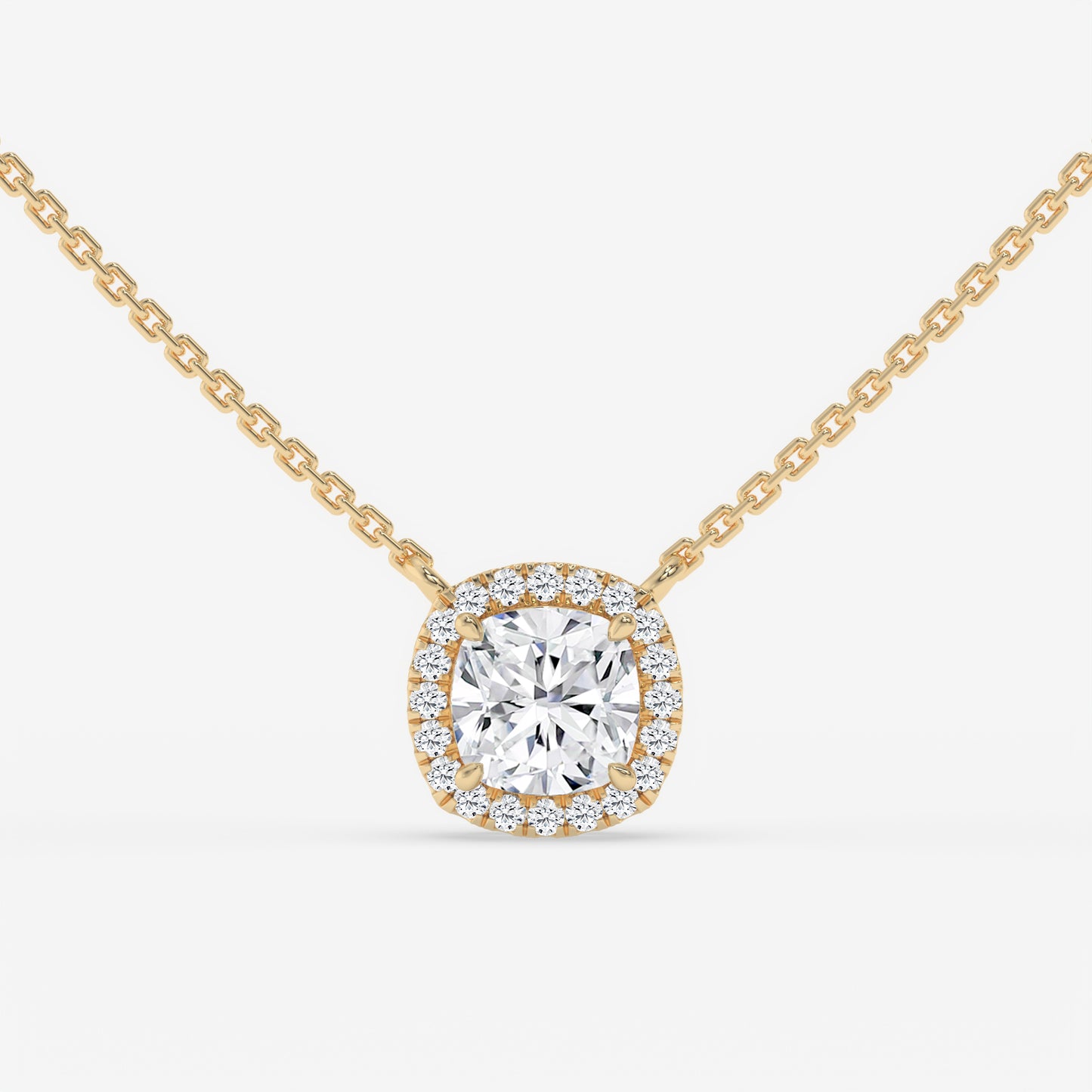 Cushion Cut Halo Diamond Necklace