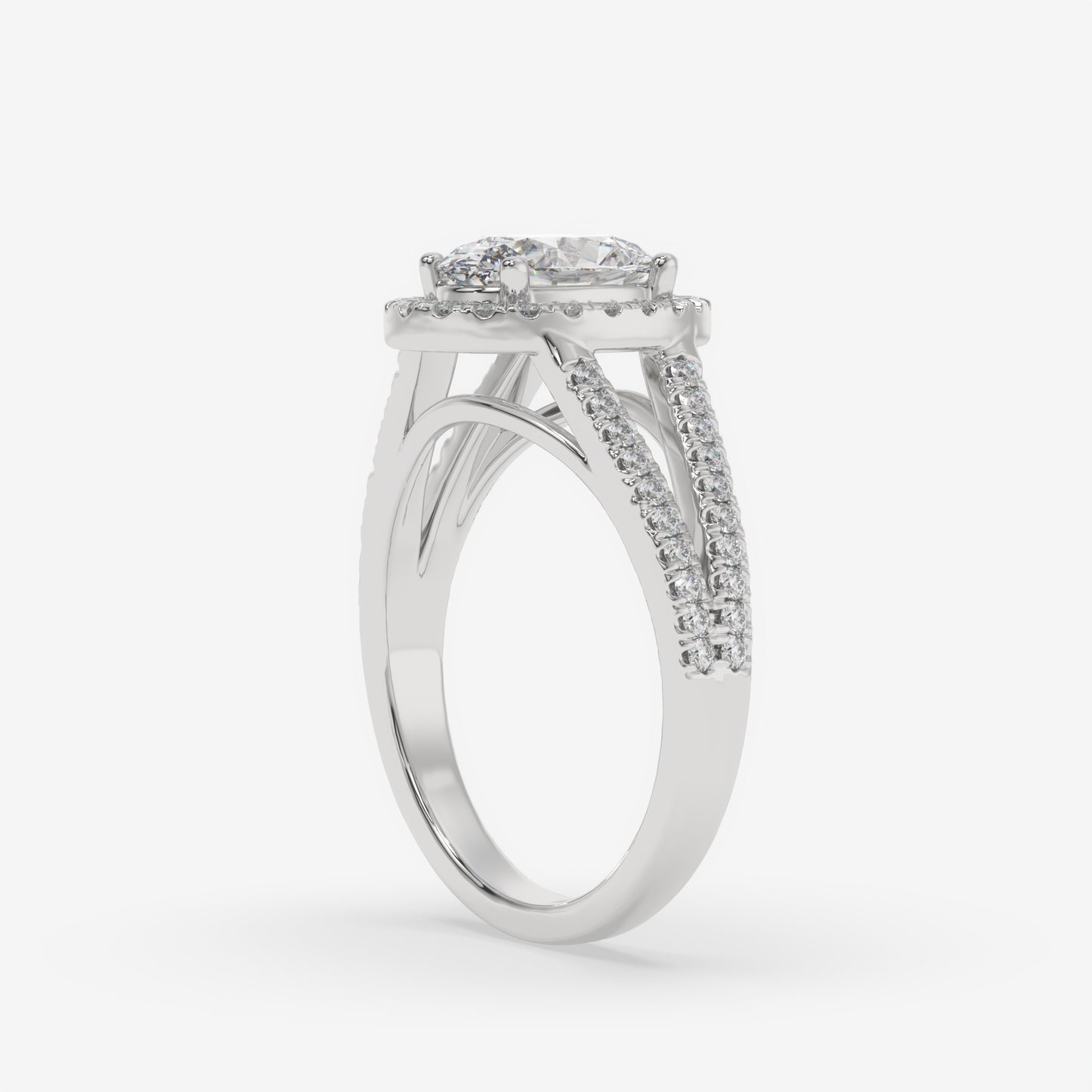 Double Band Halo Oval Ring