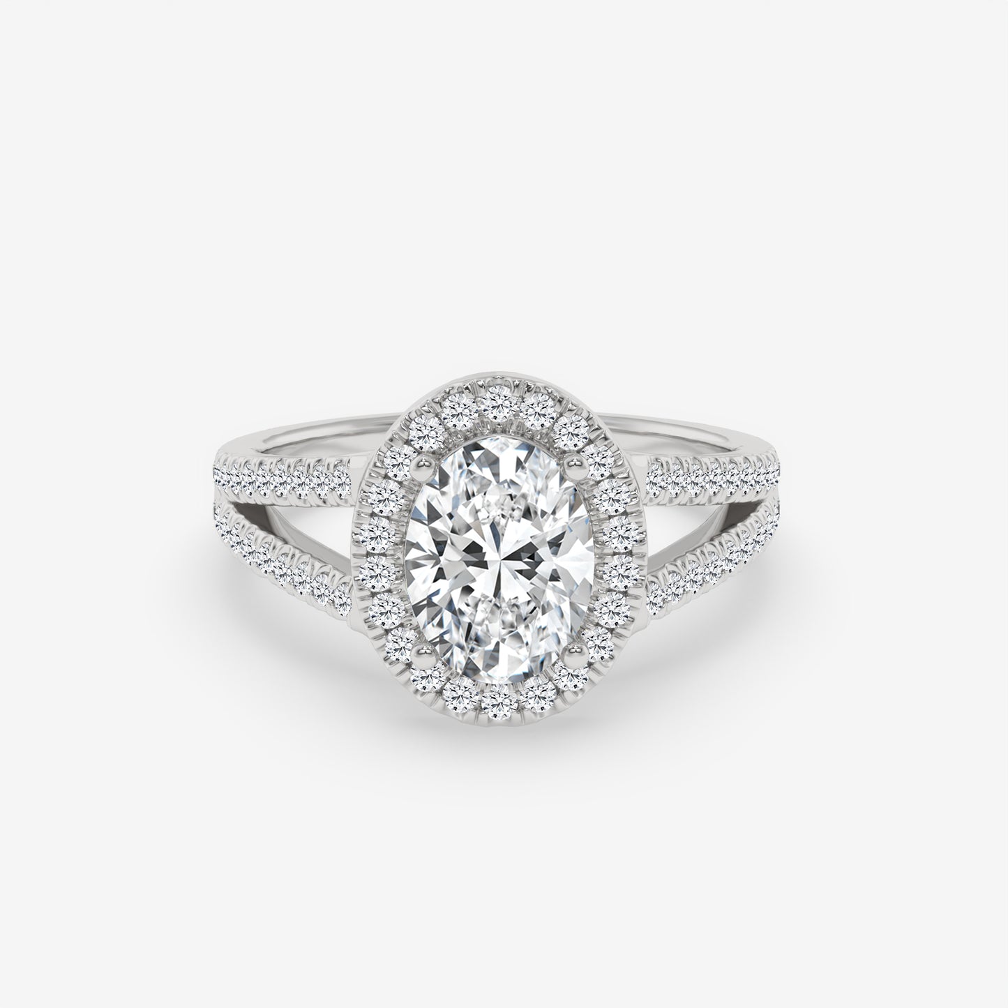 Double Band Halo Oval Ring