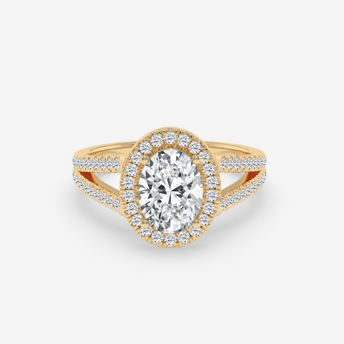 Double Band Halo Oval Ring